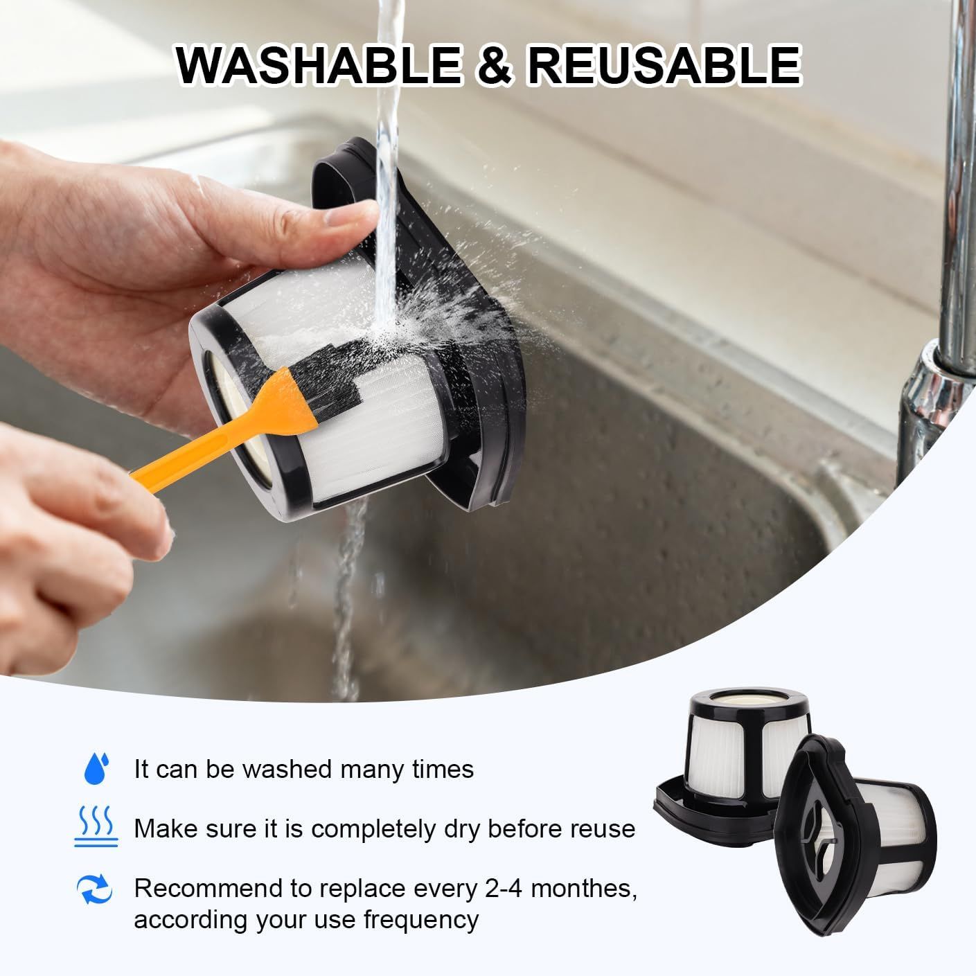 Hepa ilter Replacement Compatible with Bissell Pet Hair Eraser Hand Vacuum 2390A, 2284W, 2390, 2579, 2389, Part # 1614212 1614203 1614204-4 Mesh ilters and 6 oam ilters