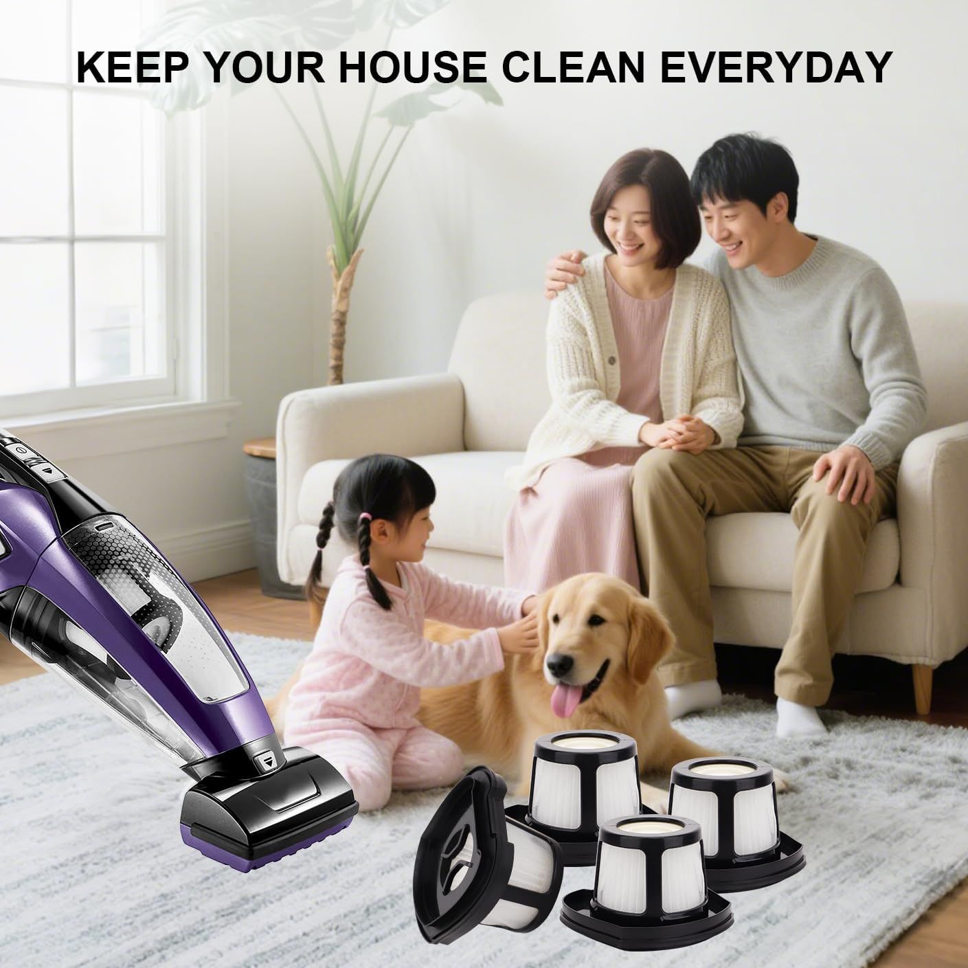 Hepa ilter Replacement Compatible with Bissell Pet Hair Eraser Hand Vacuum 2390A, 2284W, 2390, 2579, 2389, Part # 1614212 1614203 1614204-4 Mesh ilters and 6 oam ilters