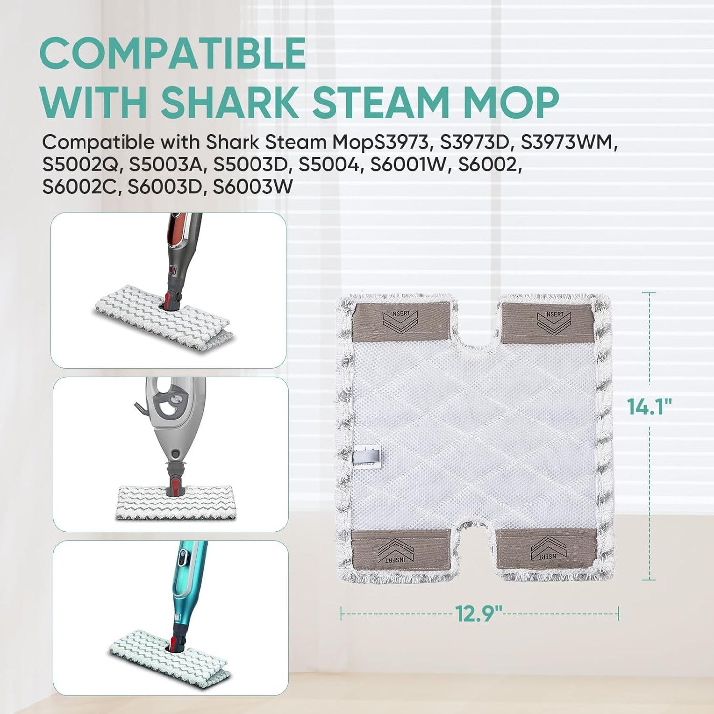 2 Pack Genius Steam Mop Pads Compatible with Shark Genius Hard loor Cleaning System Pocket Steam Mop S5003D,S6002,S5004Q & Lit-Away Pro Steam Pocket Mop S3973D,Part # XTP184 & P184WQ