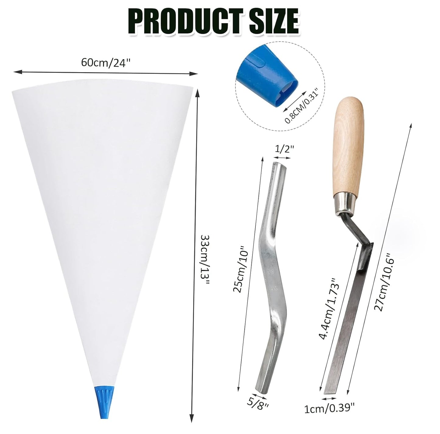 Biaungdo 3 Pack Tile Grout Masonry Mortar Bag & Brick Jointer & Tuck Pointers, Heavy Duty Piping Bags Grout Sealer Bag for Tile Installation(Blue)