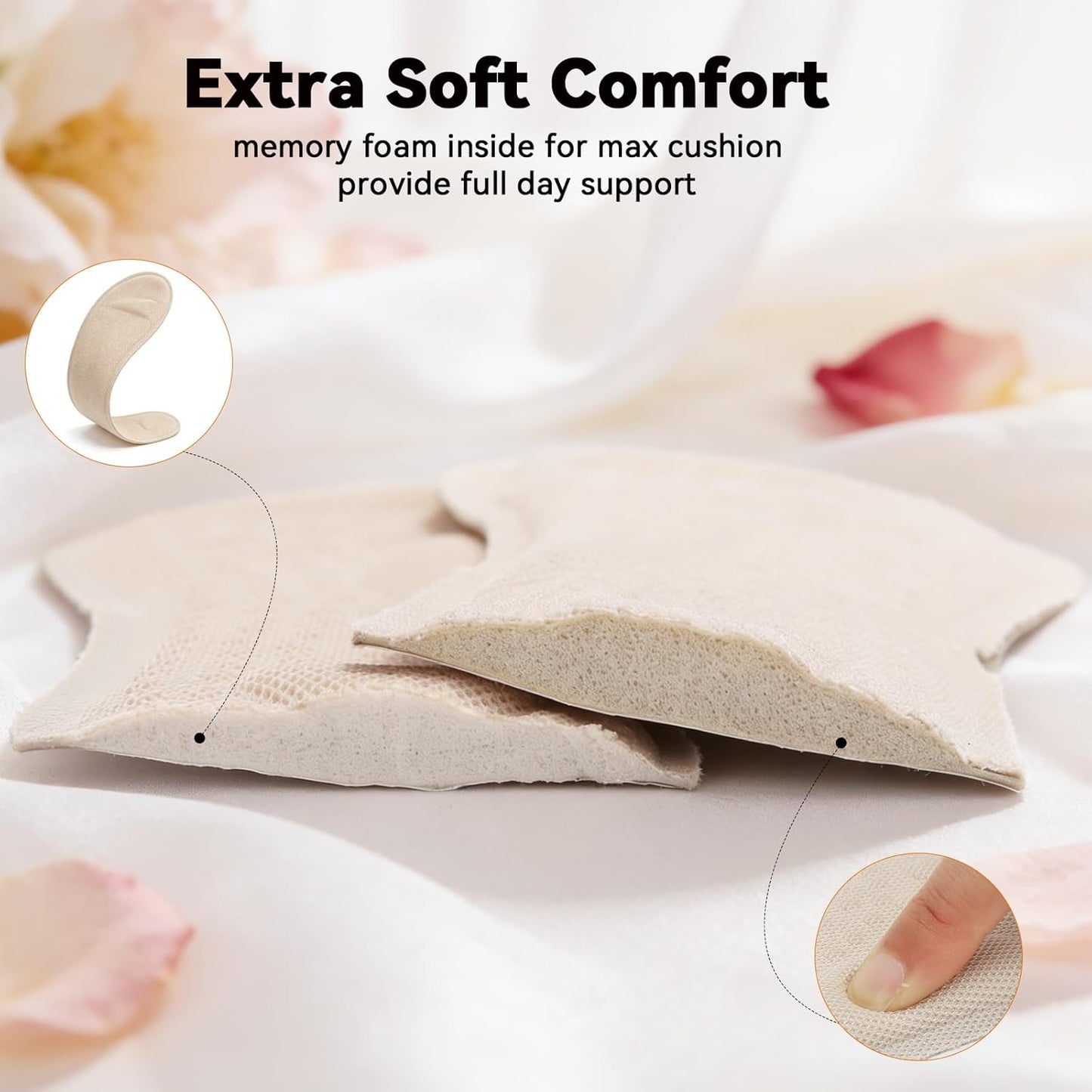 Arch Support High Heel Inserts for Women, Breathable Foam Cushion Sandal Inserts with Mesh Fabric Surface, Anti-Slip Insoles for Flats, Shock Absorb Inserts for Plantar Fasciitis Relief, L 7.5-9.5