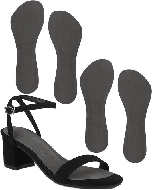 2 Pairs Pigskin High Heel Cushion Inserts, Anti-Slip Shoe Inserts for Dress Shoes Pain Relief, Adhesive Arch Support Sandal Insoles, Leather Cushioning Heel Insoles, Women M 7.5-9