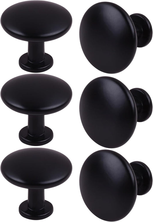 Pack of 6 Round Mushroom Shape Drawer Pulls Varnish Black Furniture Cupboard Aluminium Alloy Dresser Knobs Door Window Pull Handles Cabinet Hardware for Closet Wardrobe Pulls with Screws