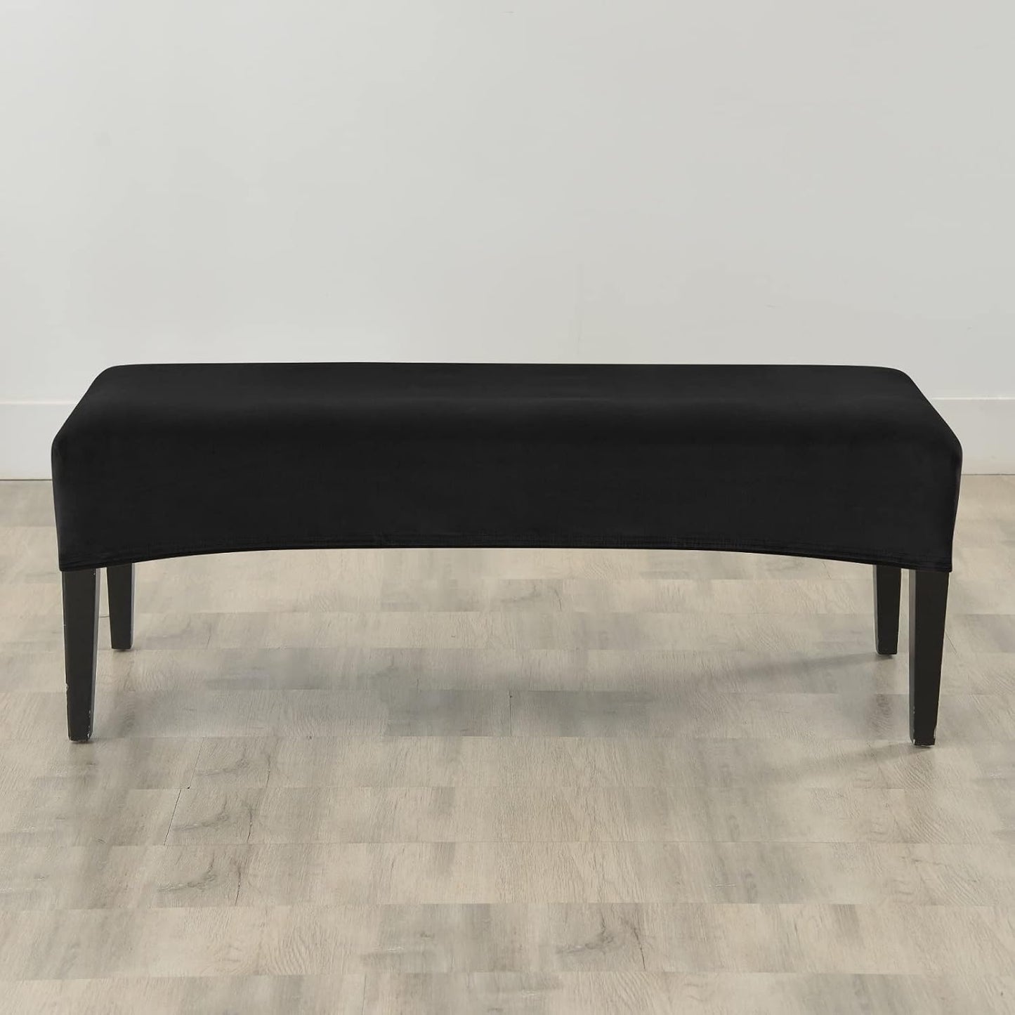 FORCHEER Dining Bench Cover Velvet Black Bench Slipcover for Living Room Rectangle 59inch Bench Seat Protector for Bedroom, Kitchen Washable(Velvet-Black)
