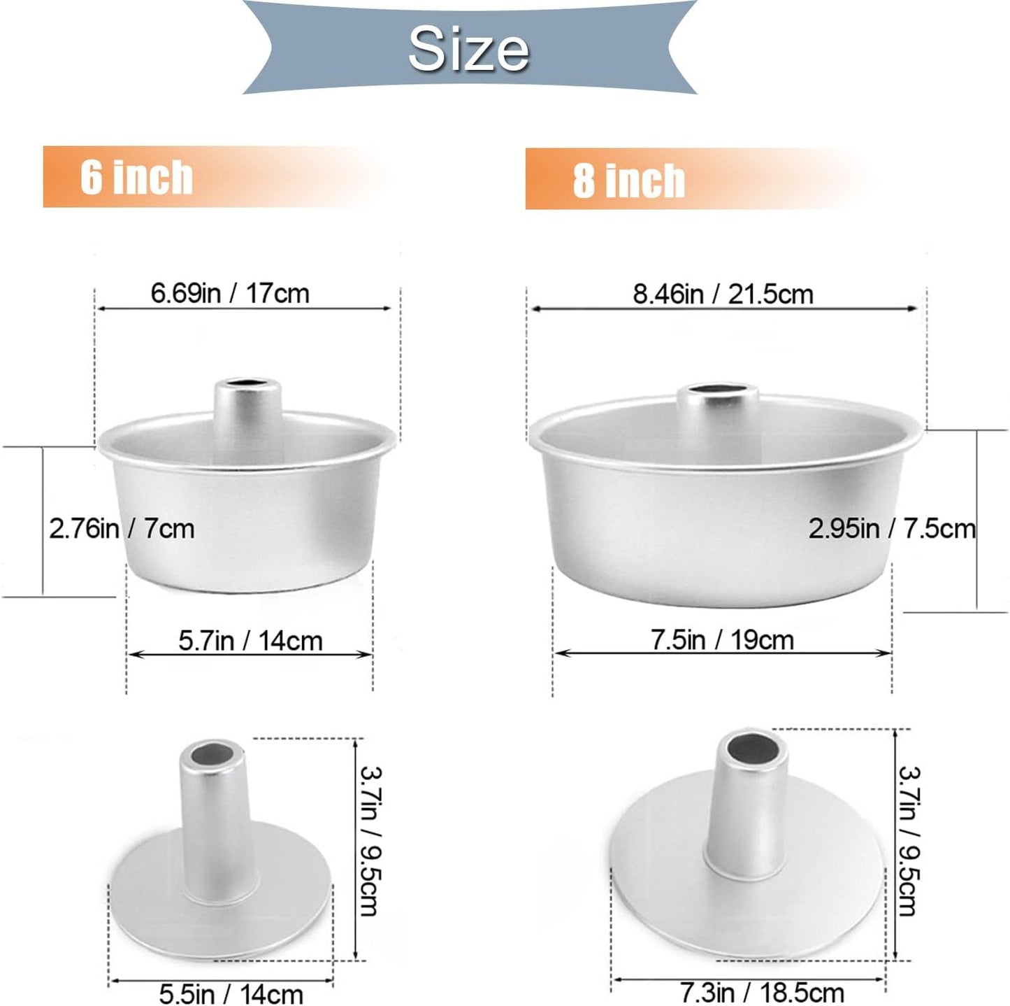 6 Inch Angel Food Cake Pan with Removable Bottom, Aluminum Round Tube Pan Chiffon Cake Mold Baking Tin