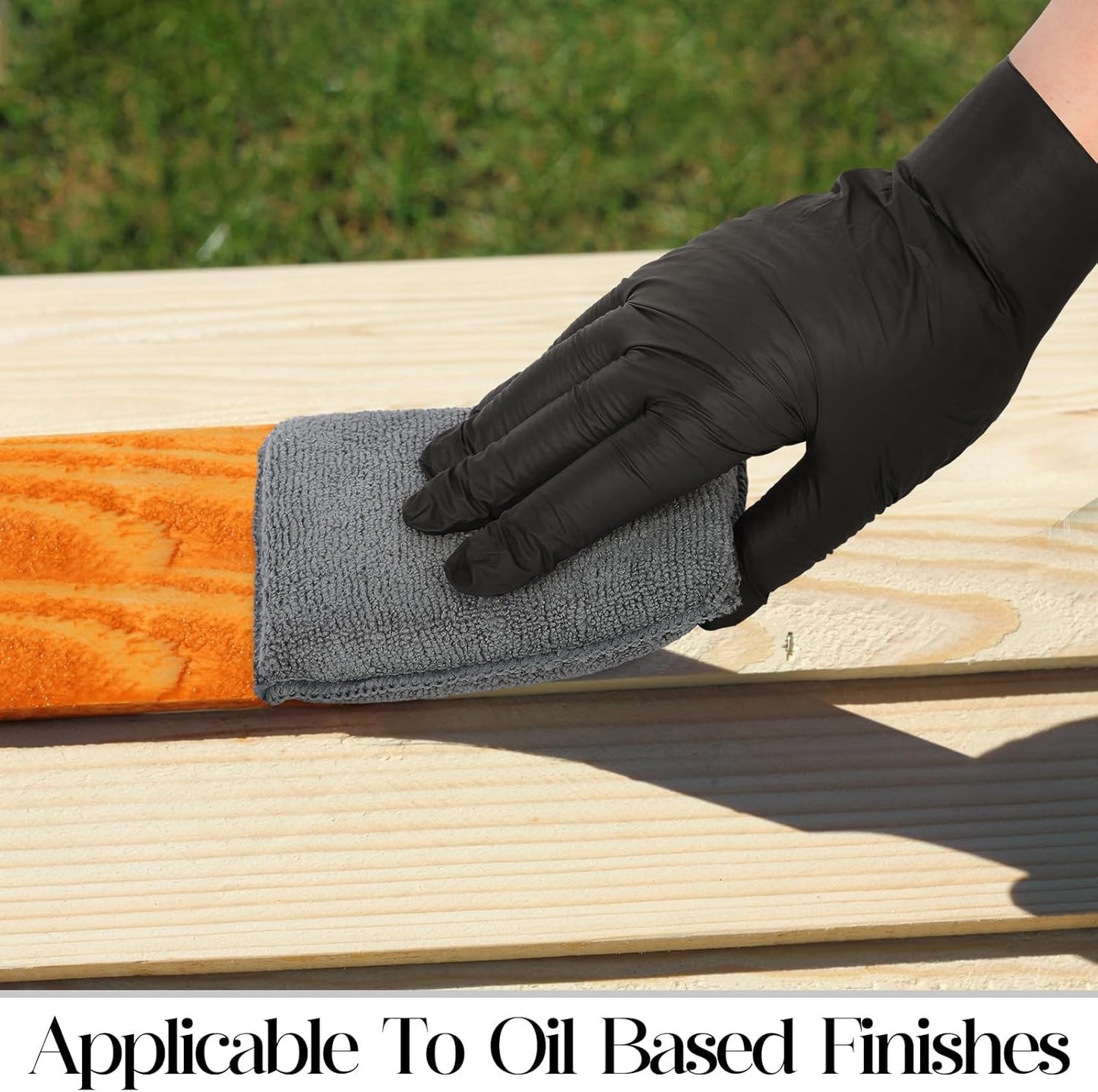 24 Set Wood Stain Applicators and Disposable Latex Gloves Microfiber Stain Sponge Pads for Wood and Oil Based Finishes(Gray)