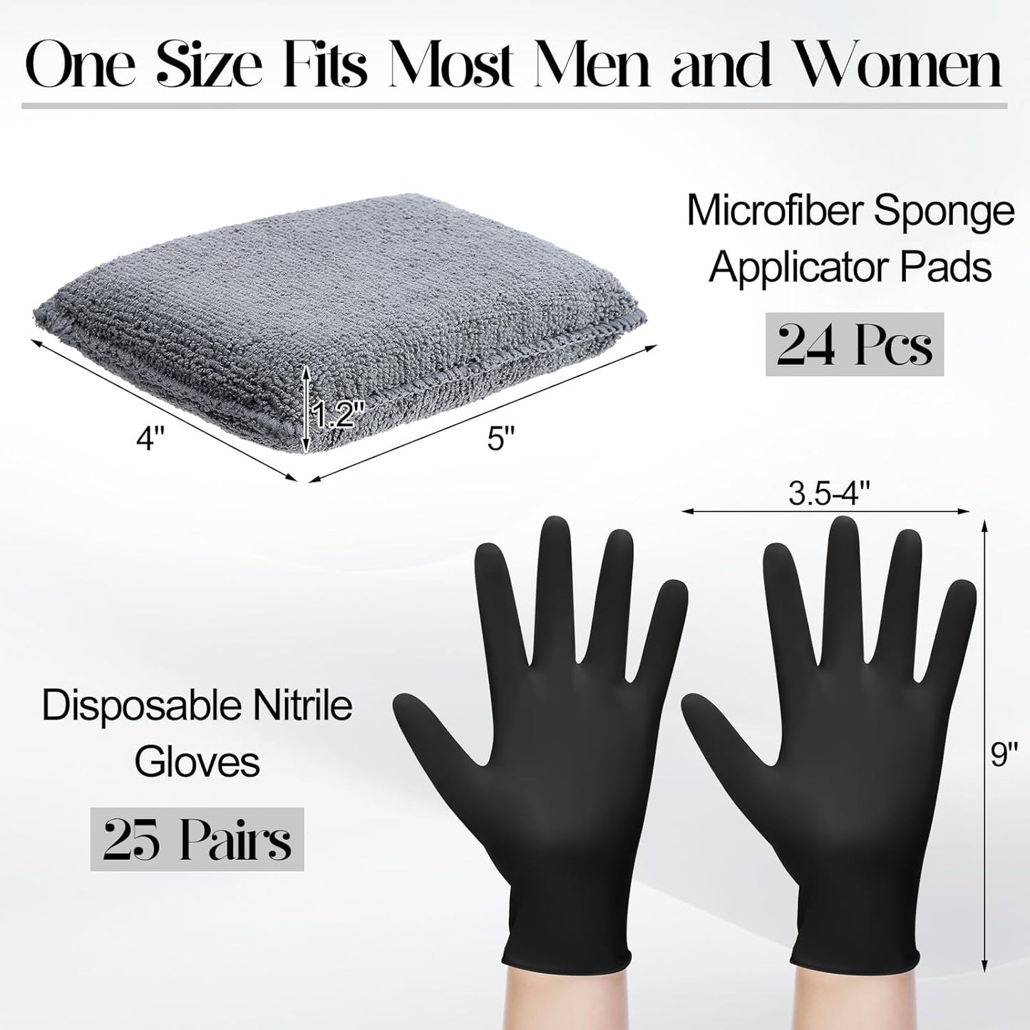 24 Set Wood Stain Applicators and Disposable Latex Gloves Microfiber Stain Sponge Pads for Wood and Oil Based Finishes(Gray)