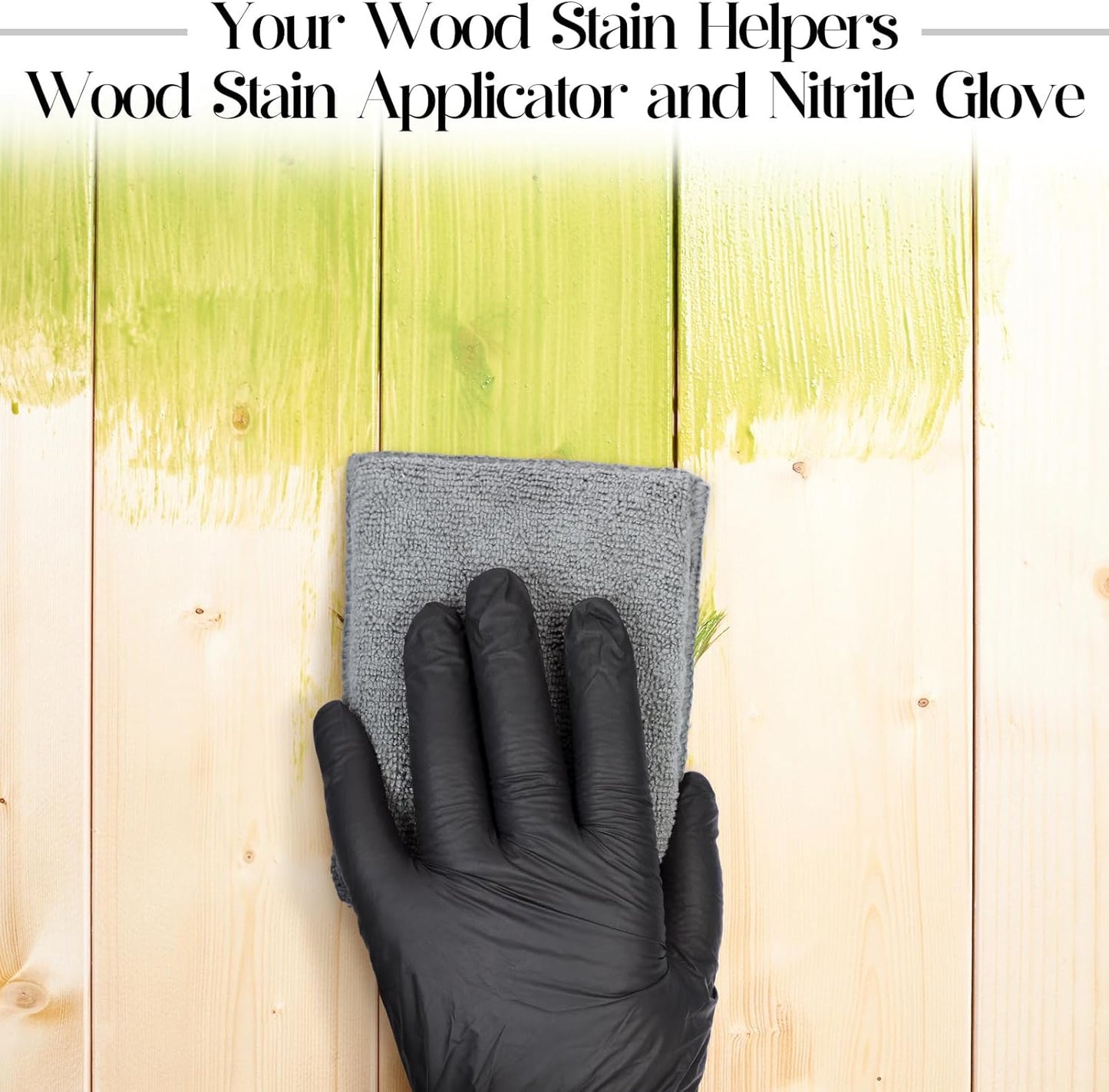 24 Set Wood Stain Applicators and Disposable Latex Gloves Microfiber Stain Sponge Pads for Wood and Oil Based Finishes(Gray)