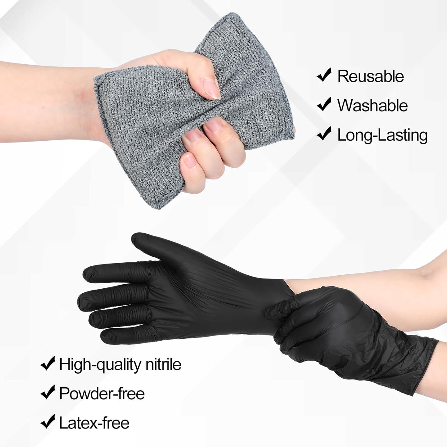 24 Set Wood Stain Applicators and Disposable Latex Gloves Microfiber Stain Sponge Pads for Wood and Oil Based Finishes(Gray)