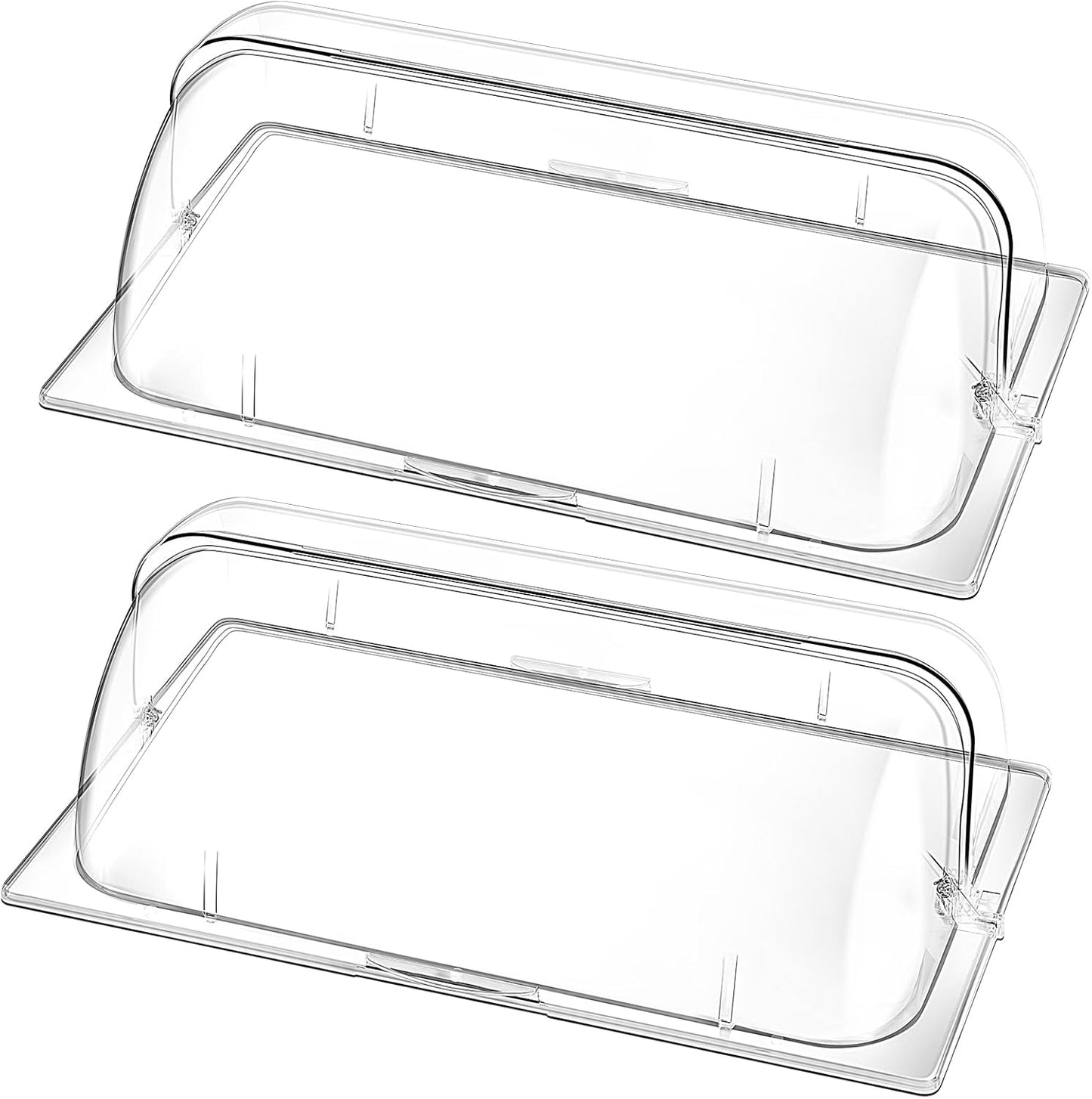 2 Pcs Clear Chafing Dish Covers Full Size Plastic Roll Top Chafing Dish Lid 21 x 13 x 6.7 Inches Food Pan Covers Plate Lid for Hot Buffet Cake Cupcake Dessert Display Bakery Outdoor Restaurant Hotel
