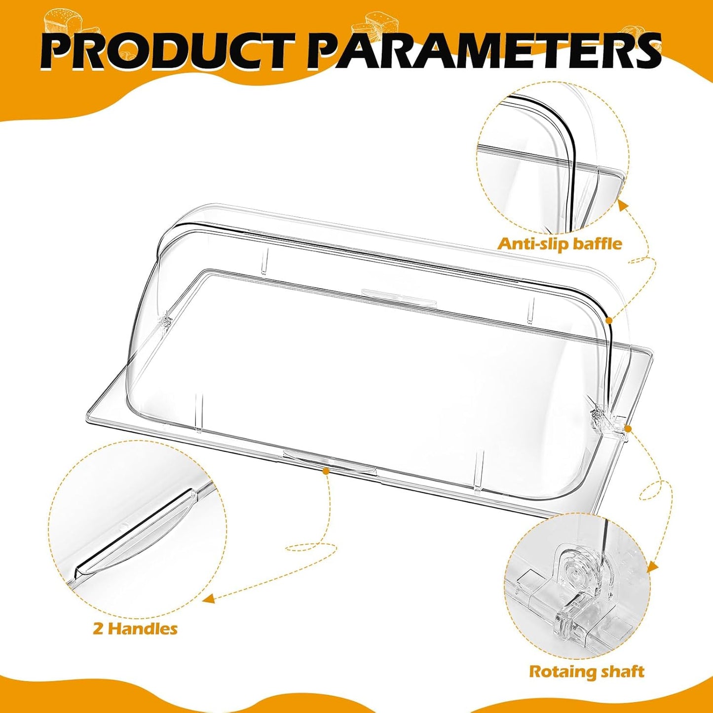 2 Pcs Clear Chafing Dish Covers Full Size Plastic Roll Top Chafing Dish Lid 21 x 13 x 6.7 Inches Food Pan Covers Plate Lid for Hot Buffet Cake Cupcake Dessert Display Bakery Outdoor Restaurant Hotel