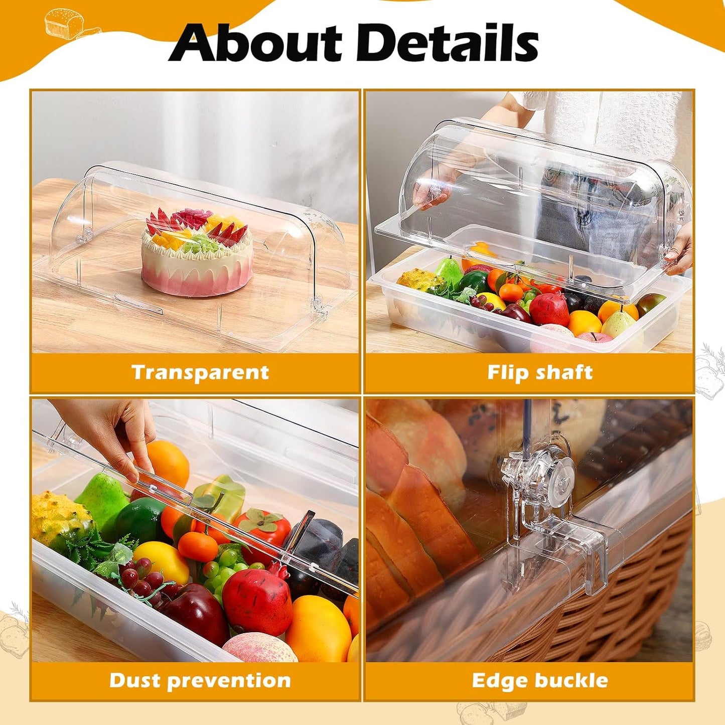 2 Pcs Clear Chafing Dish Covers Full Size Plastic Roll Top Chafing Dish Lid 21 x 13 x 6.7 Inches Food Pan Covers Plate Lid for Hot Buffet Cake Cupcake Dessert Display Bakery Outdoor Restaurant Hotel