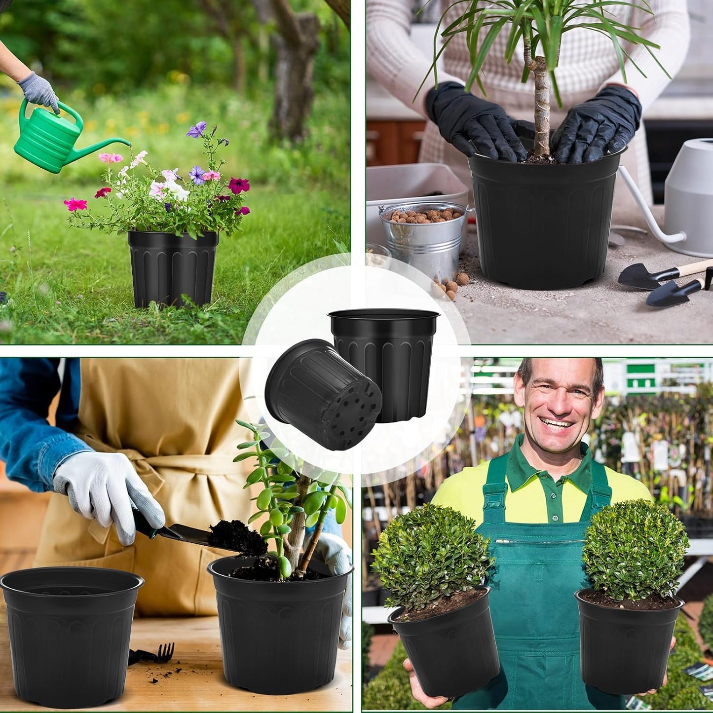 30 Pcs 3 Gallon Plant Nursery Pots Bulk Flexible Plastic Pots for Plants Thickened Soft Seed Starting Container with Drainage Hole Garden Pot Flower Container for Succulents Seedlings