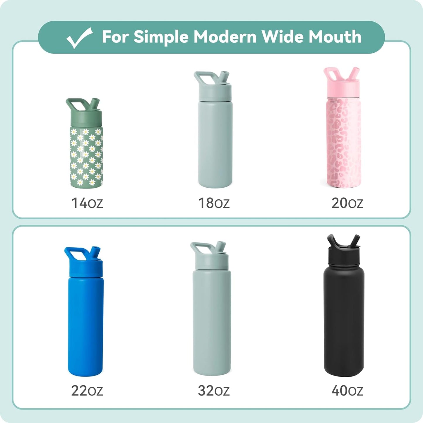 Spout Lid for Simple Modern Water Bottle 14oz 18oz 24oz 32oz, Replacement Chug Lid for Simple Modern Summit Bottle, One-Handed Operation, Leak-Proof & Durable (2 Pack)