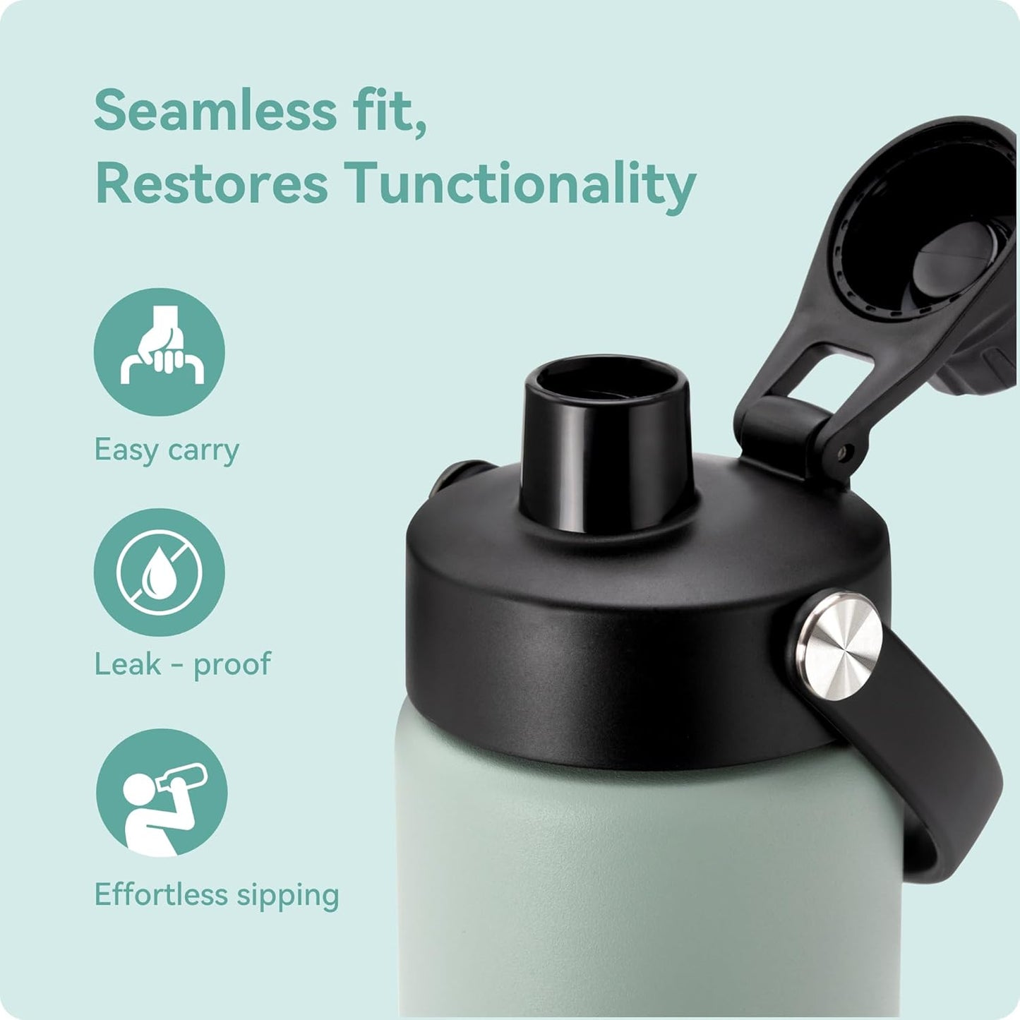 Spout Lid for Simple Modern Water Bottle 14oz 18oz 24oz 32oz, Replacement Chug Lid for Simple Modern Summit Bottle, One-Handed Operation, Leak-Proof & Durable (2 Pack)
