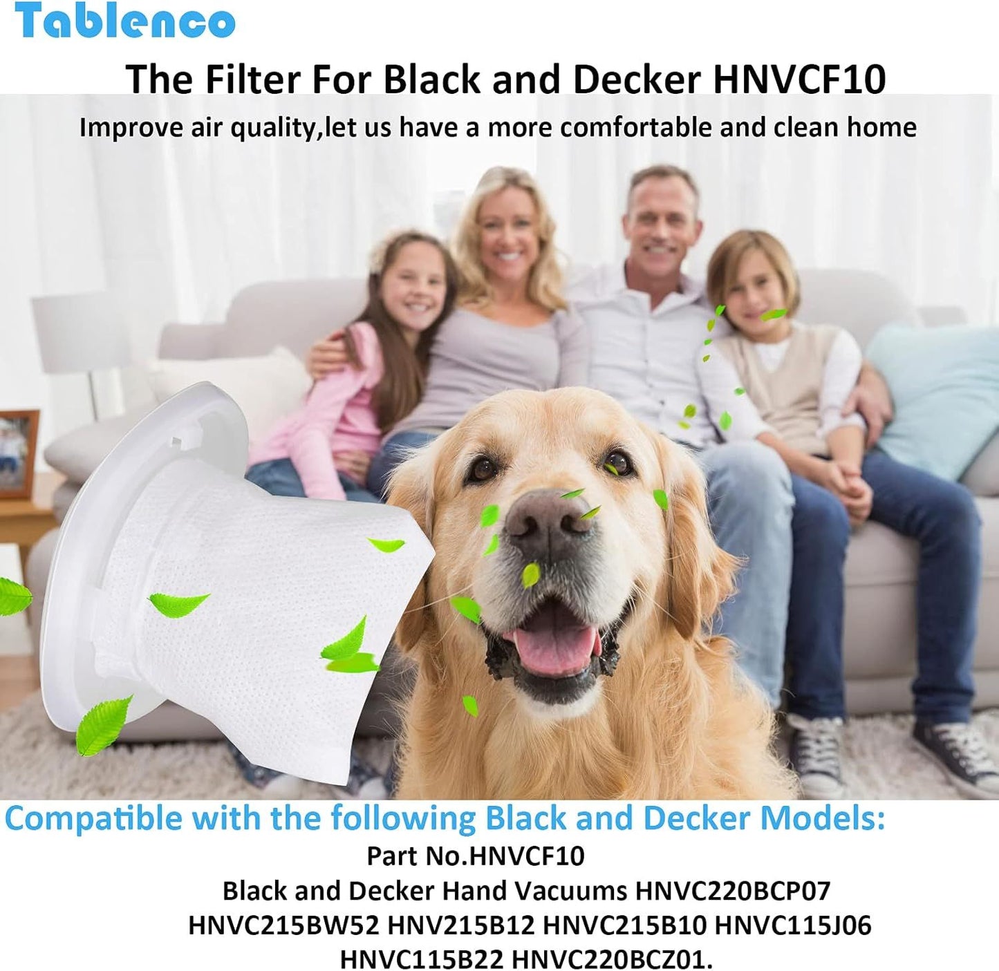 HNVC10 Replacement ilters, Compatible with Black and Decker Dustbuster Hand Vacuums HNVC215B10, HNV215B12, HNVC215BW52, HNVC115J06, HNVC115B22, HNVC220BCZ01, HNVC220BCP07 ilter (6 Pack)