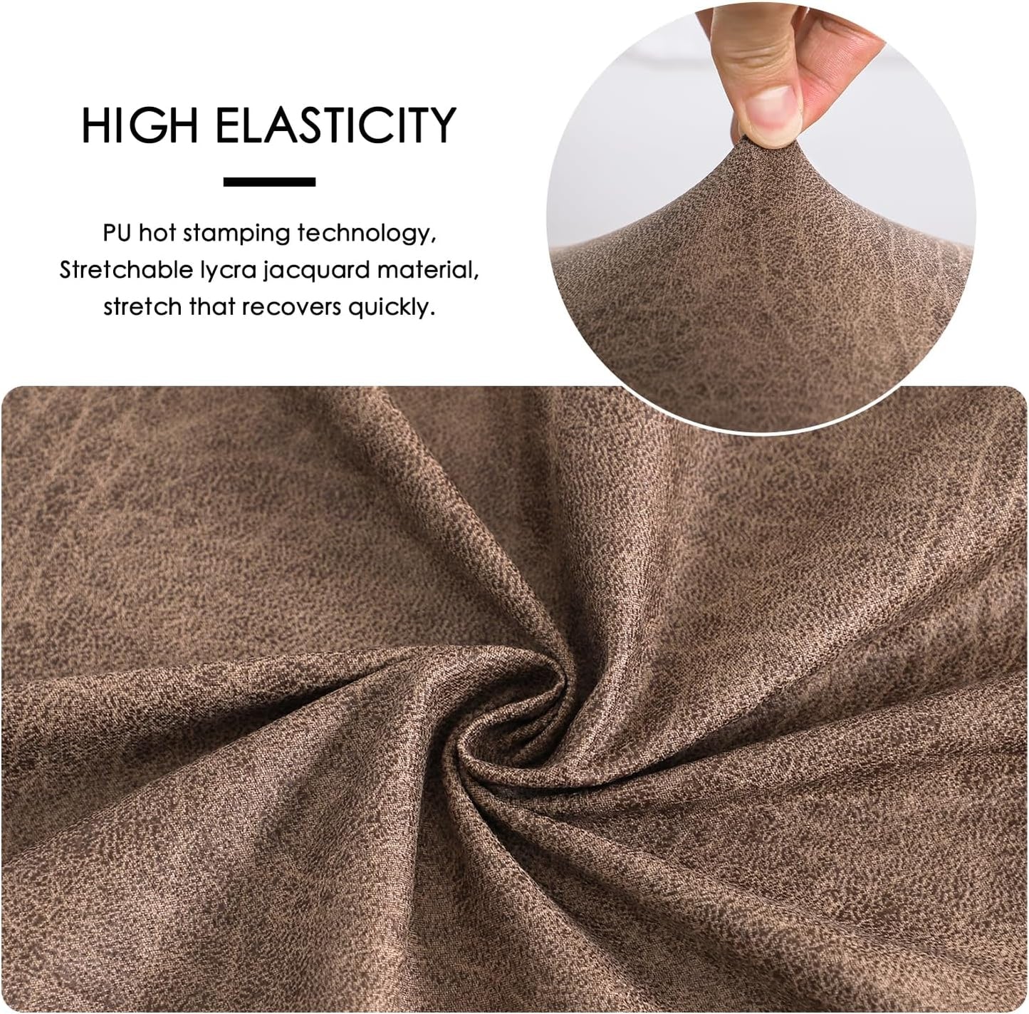 FORCHEER Bar Stool Chair Cover with Backs Set of 4 Leather Looking Barstool Slipcover for Short Back Counter Chairs Removable Washable (4PC,Camel)