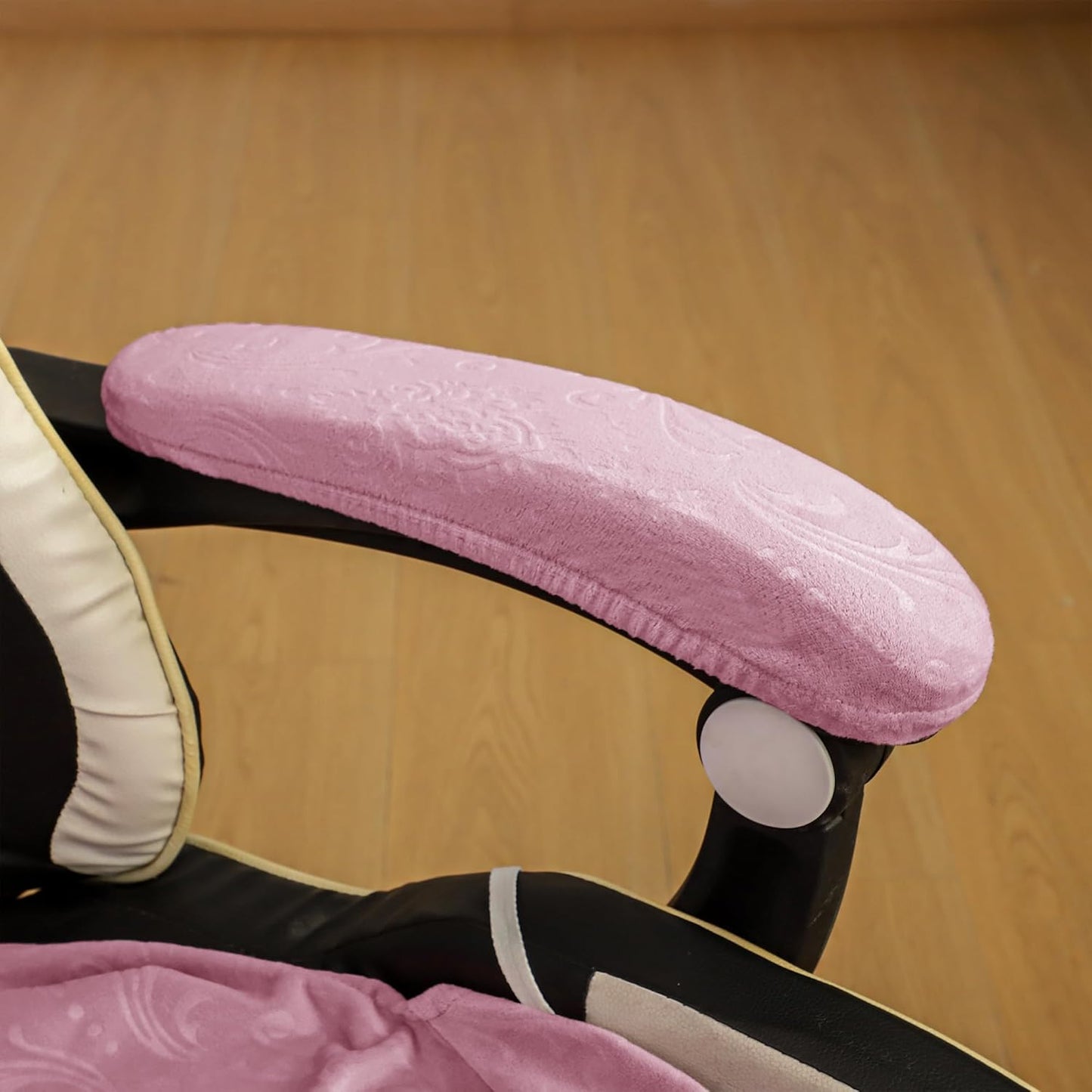 FORCHEER Velvet Gaming Chair Cover with Armrest Covers Pink Stretch Racing Style Game Chair with Attached Arms Covers Cat Scratch Proof Washable