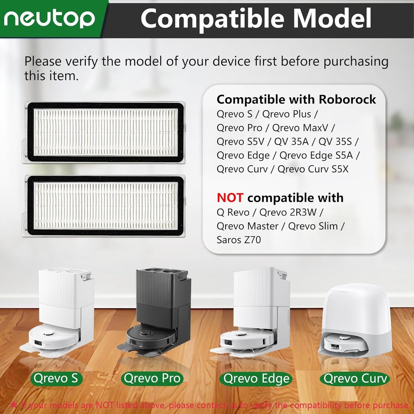 Replacement ilters Compatible with  Qrevo S, Qrevo Plus, Qrevo Pro, Qrevo S5V, QV 35A, QV 35S, Qrevo Edge, Qrevo Edge S5A, Qrevo Curv, Qrevo Curv S5X, Robot Vacuums, 8-pack