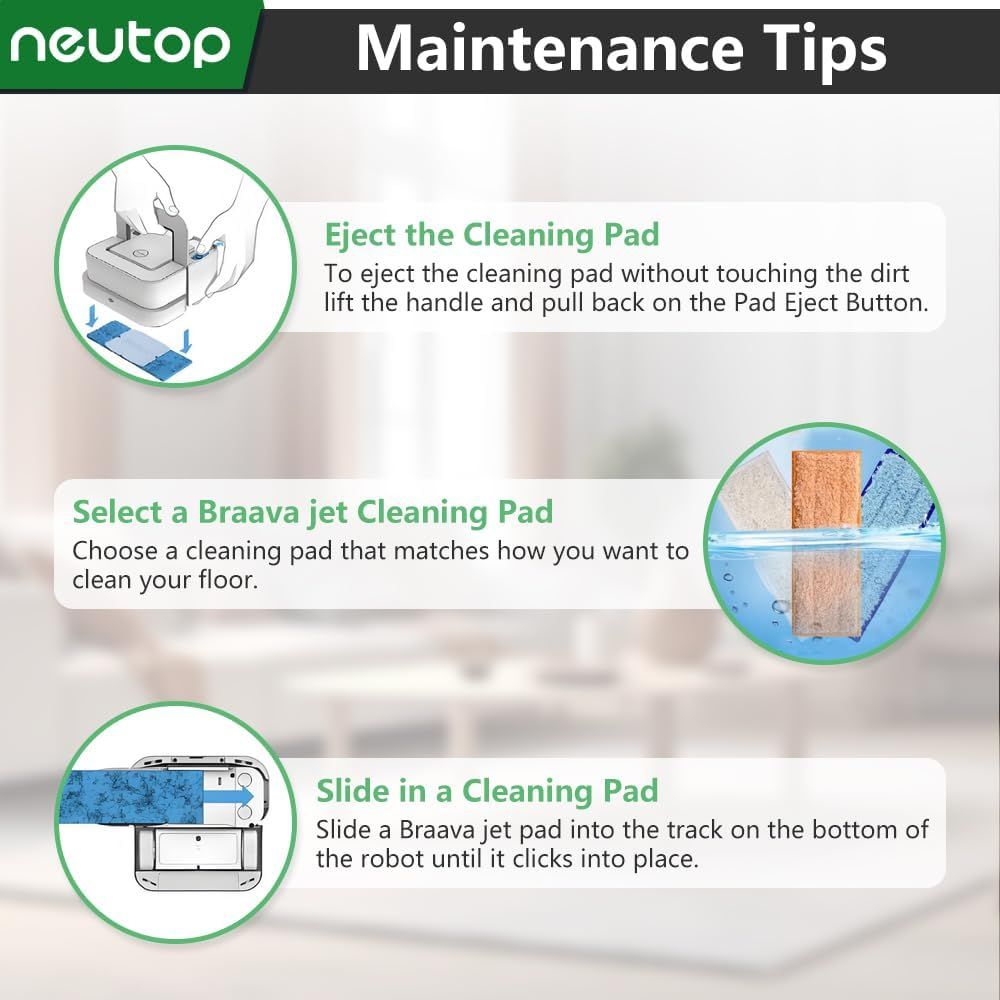 Mop Pads Compatible with iRobot Braava Jet 200 Series 240 241 244 245 250 Robot Mops, Washable and Reusable, 4 Wet 4 Dry 4 Damp.