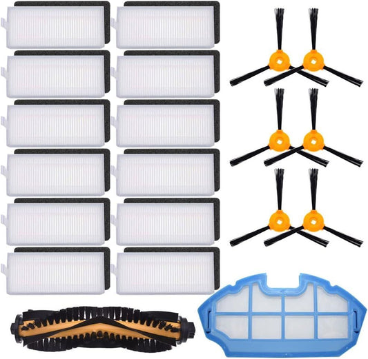 Replacement Parts Compatible or Ecovacs Deebot N79S N79 DN622 DN622.11 DN622.31 N79W N79se and Deebot 500 DC3G Robot Vacuum with 1 Roller Brush 12 ilter Sets 6 Side Brushes 1 Mesh ilter
