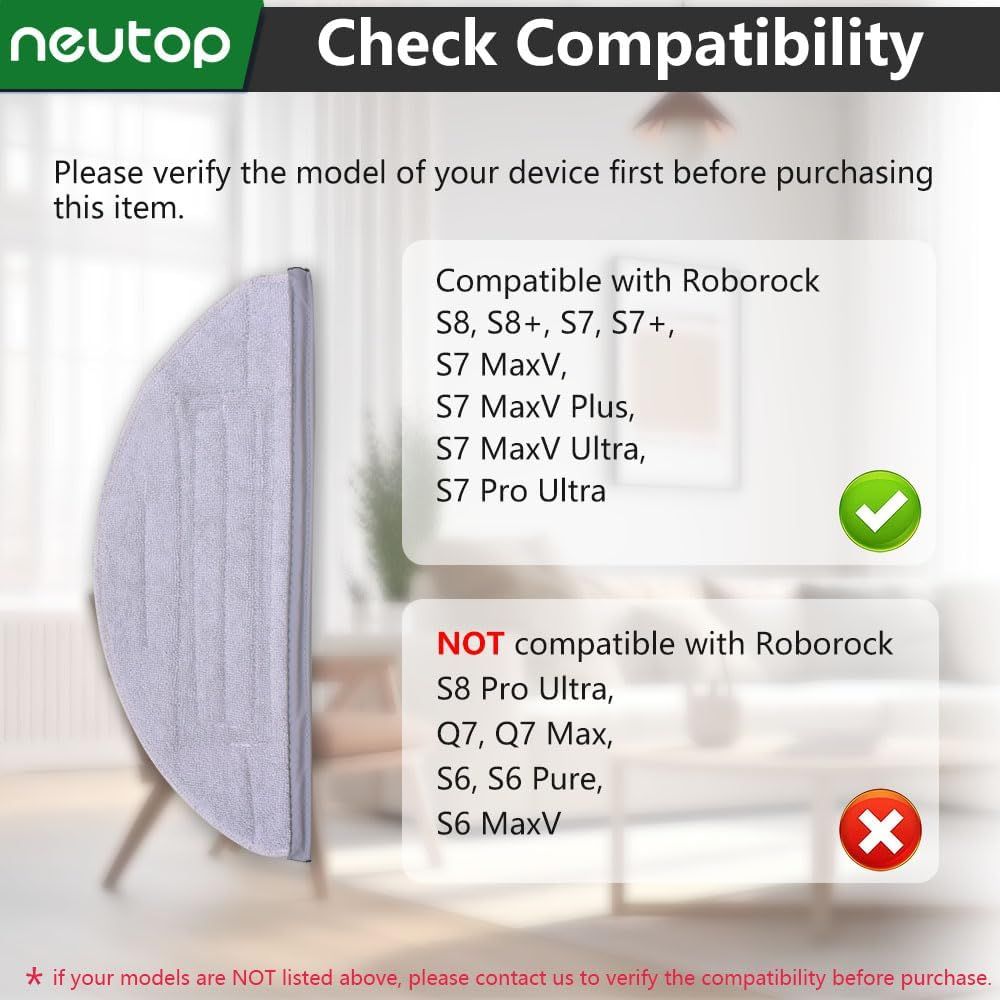 Mop Cloths Pads, Compatible with  S8, S8+, S7, S7+, S7 MaxV Plus/MaxV Ultra/Pro Ultra, Robot Vacuum Cleaners, Washable Spare Parts Accessories, 6-Pack.