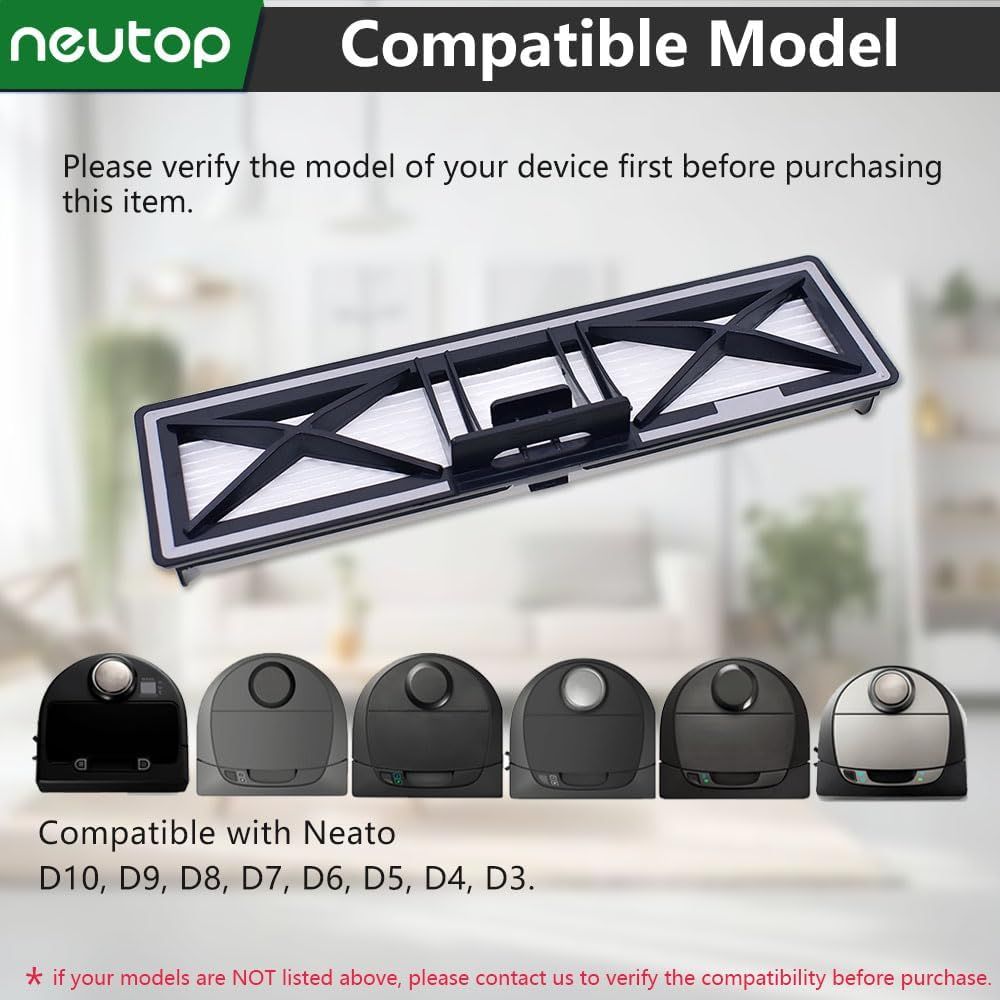 Gray Replacement H12 HEPA ilters Compatible with Neato D10, D9, D8, D7, D6, D5, D4, D3, Robotic Vacuum Cleaners, 5-Pack.