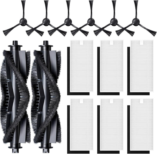 SmartClean V2 Replacement Parts Kit, Compatible with Ionvac SmartClean V2 Robovac Robot Vacuum Accessories, 2 Main Roller Brush, 6 Side Brush, 6 Hepa ilter