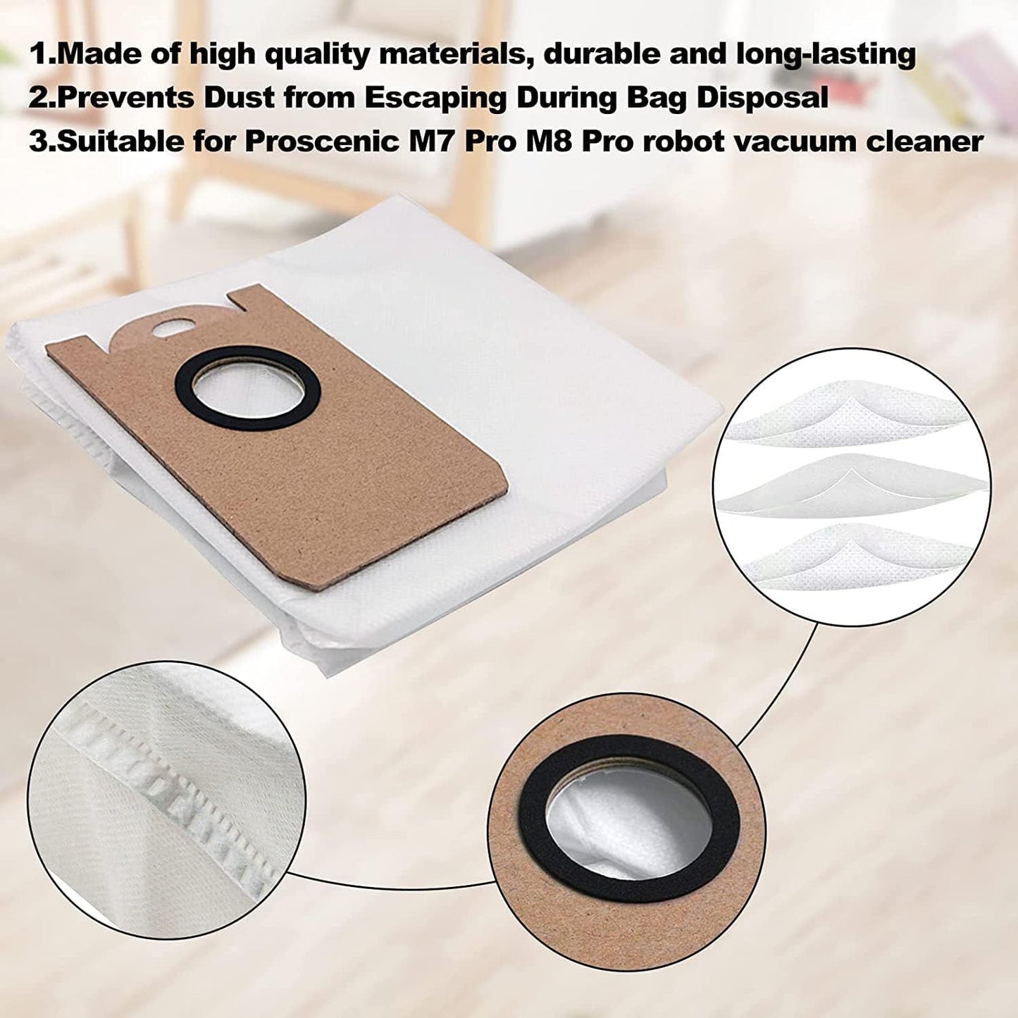 10 Pack Dust Bags or iHome AutoVac Nova S1 Pro, iHRVS1PRO-3BLK, iHRV6-BLK, iHRV7-SLK, iHRV13-BLK,iHRV14-BLK Robot Vacuum Replacement Accessory Parts