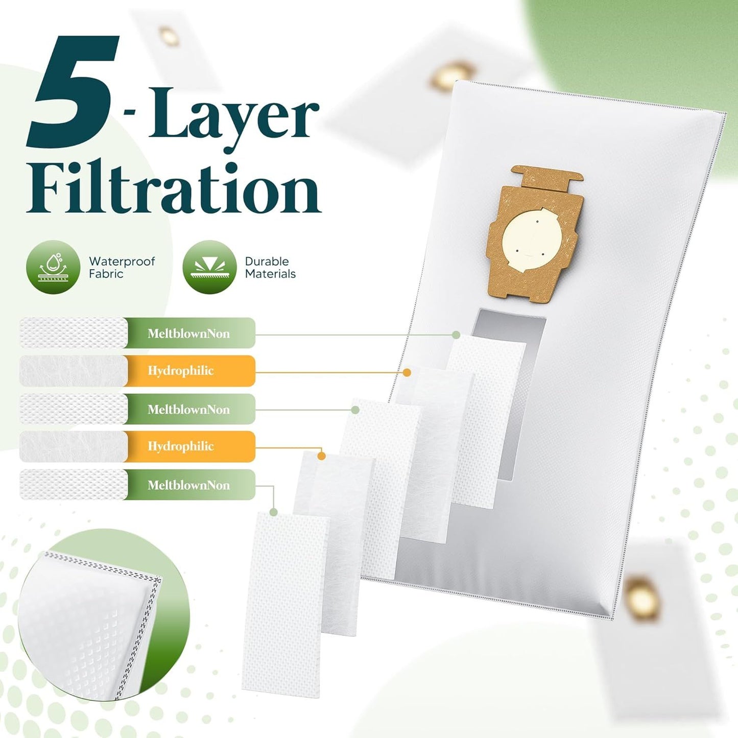 12 Pack Vacuum Bags [Model 204814] Compatible with Kirby Sentria/Avalir/Ultimate G Series | Replaces -Style & Twist-Style 204811 205811 204808 | Replacement Parts by