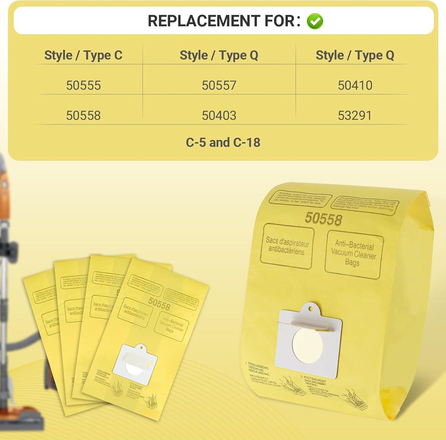 Vacuum Cleaner Bags it or Kenmore Canister Type C/Q 50555 50557 50558 and Type C-5, 10PCs By