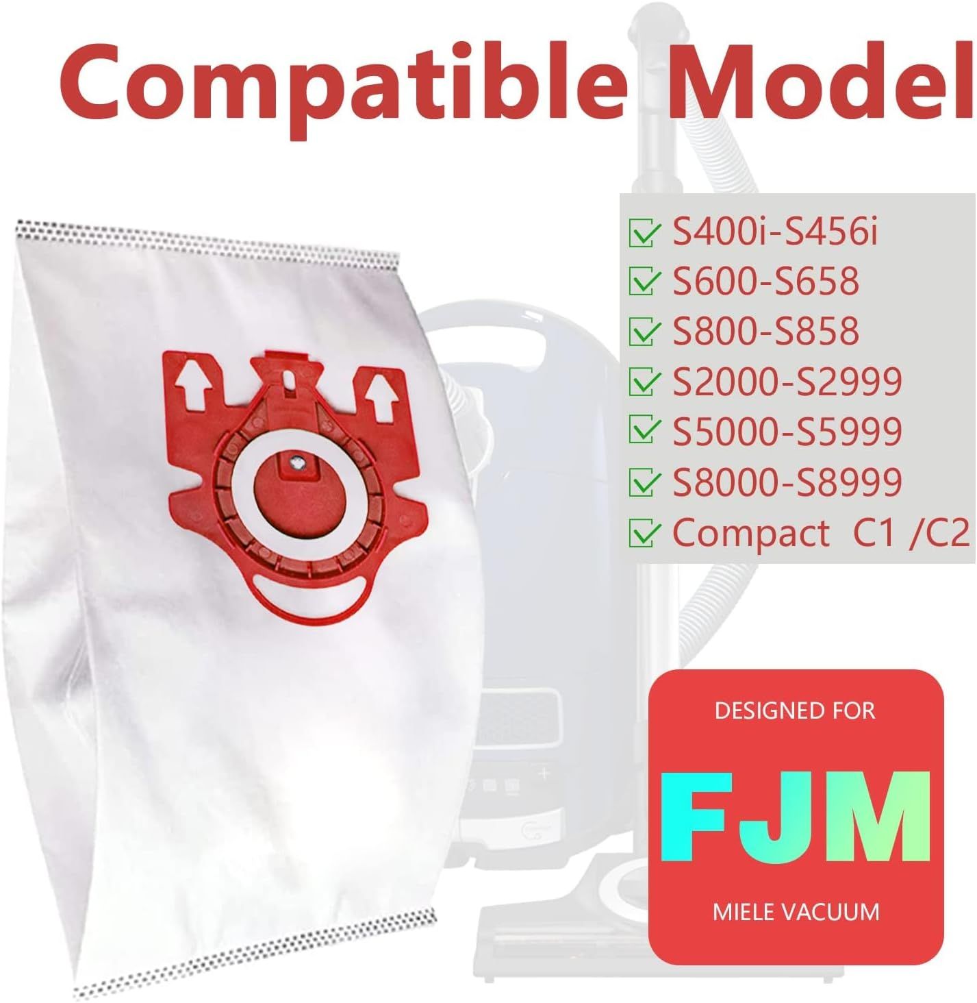 3D Airclean Dust Bags Replacement or Miele JM Vacuum Compact C2 Compact C1 Complete C1 S241 S290 S300i S500 S700 S4 S6 Series (Pack o 10) with 3 Motor Protection ilters 3 Air.Clean ilters