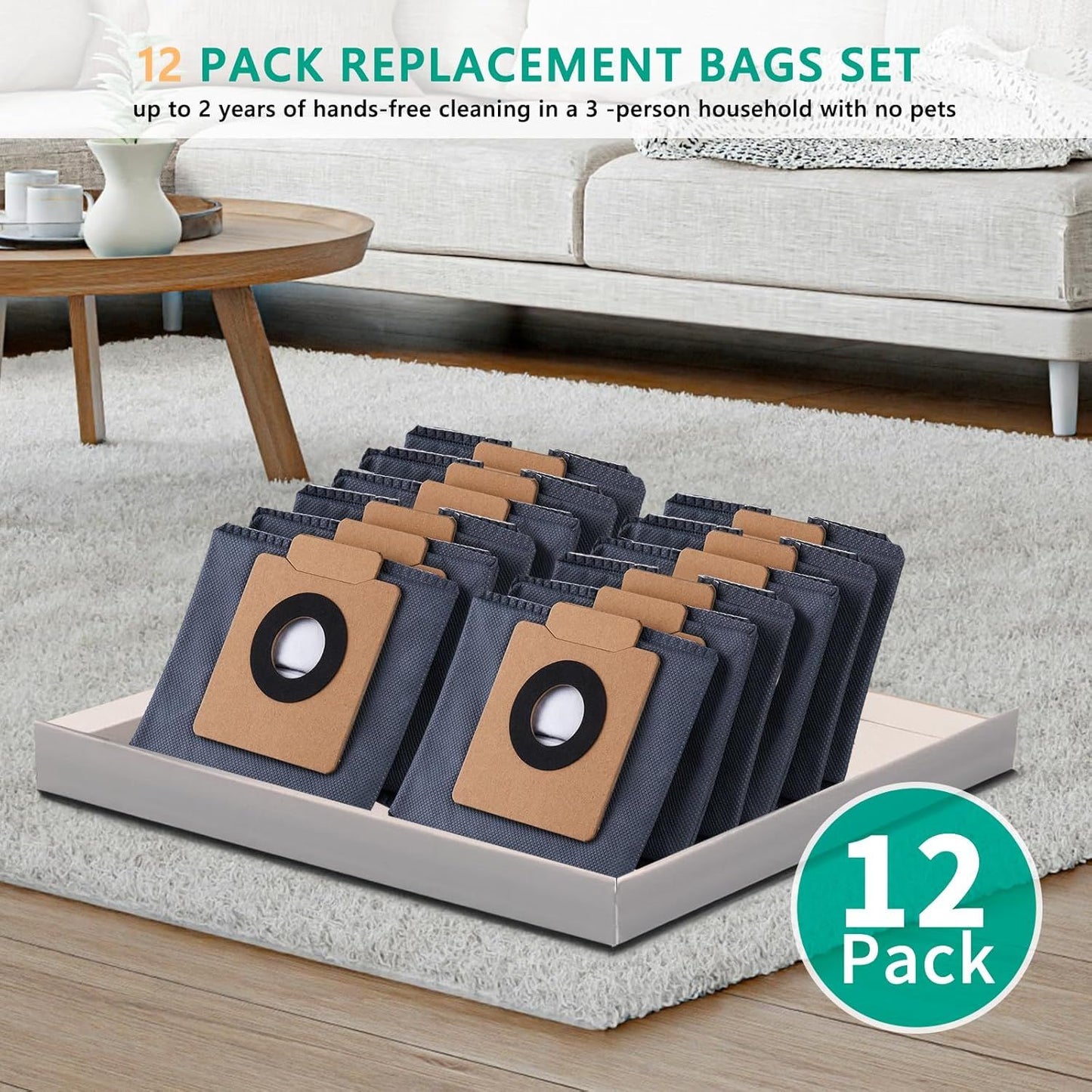 Dust Bags or euy X10 Pro Omni Robot Vacuum & X8 Pro with Sel-Empty Station, Large Capacaity, 12 Pack