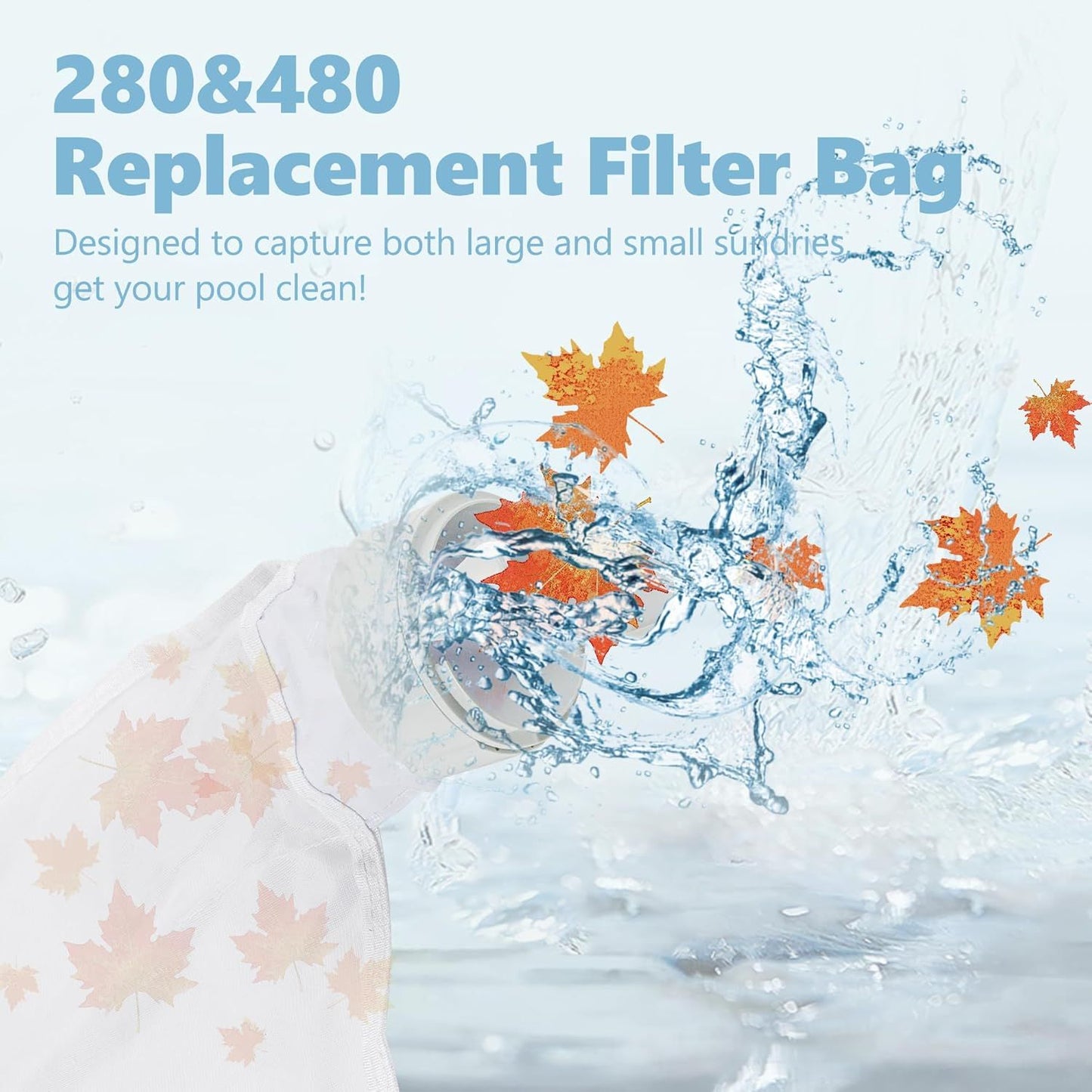 Pool Spa Zippered Bags Replacement or Polaris 280, 480 Pool Cleaner All Purpose ilter Bags K13 K16 (2 Pack)