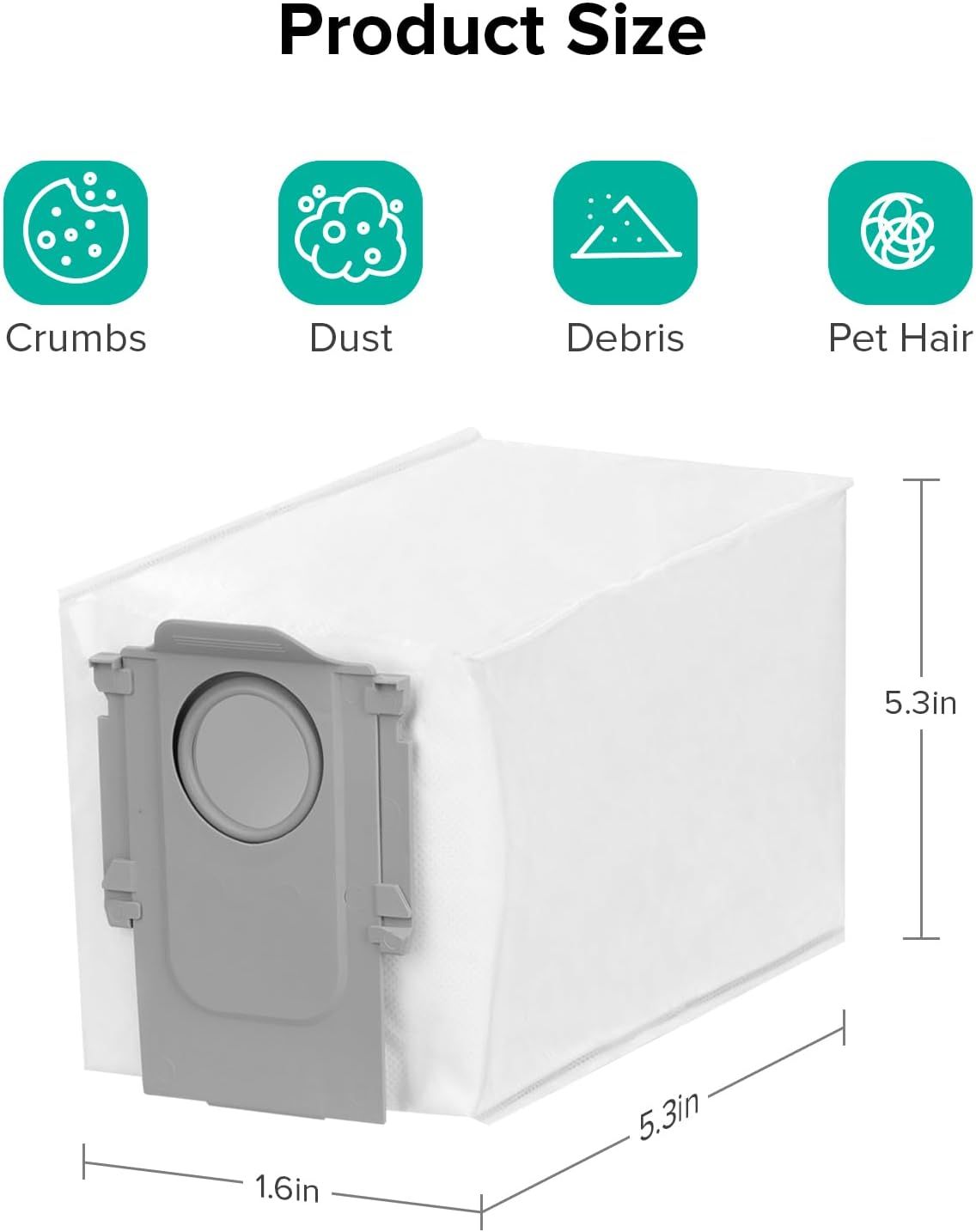 6 Packs Disposable Dust Bags or QV35A, Saros10series, Saros20, Saros 20 Sonic, QrevoCurv2low, QrevoCurv, QrevoEdgeS5A, QrevoSlim, S8MaxUltra, QrevoMaxV, QRevo series Robot Vacuum