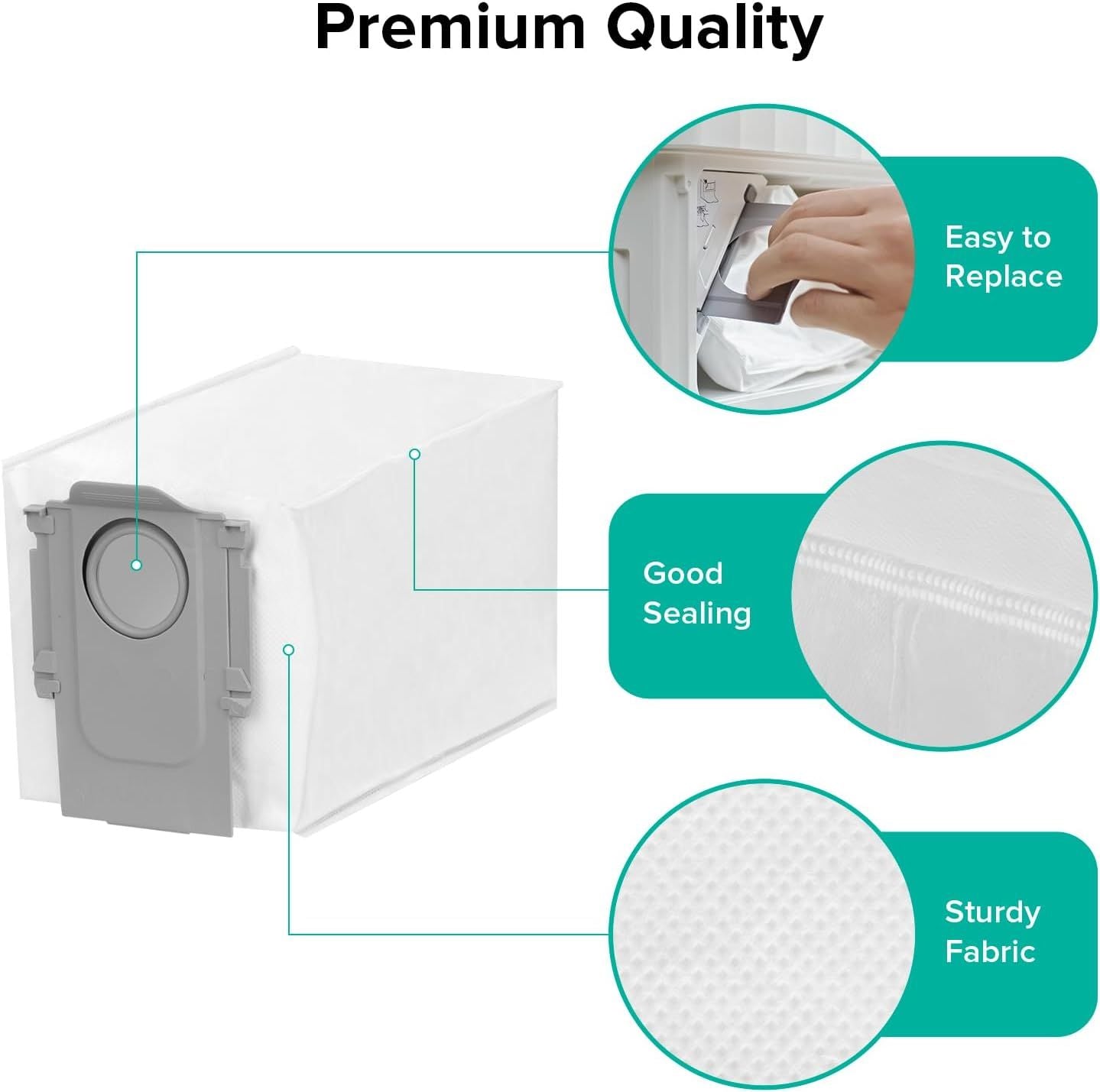 6 Packs Disposable Dust Bags or QV35A, Saros10series, Saros20, Saros 20 Sonic, QrevoCurv2low, QrevoCurv, QrevoEdgeS5A, QrevoSlim, S8MaxUltra, QrevoMaxV, QRevo series Robot Vacuum