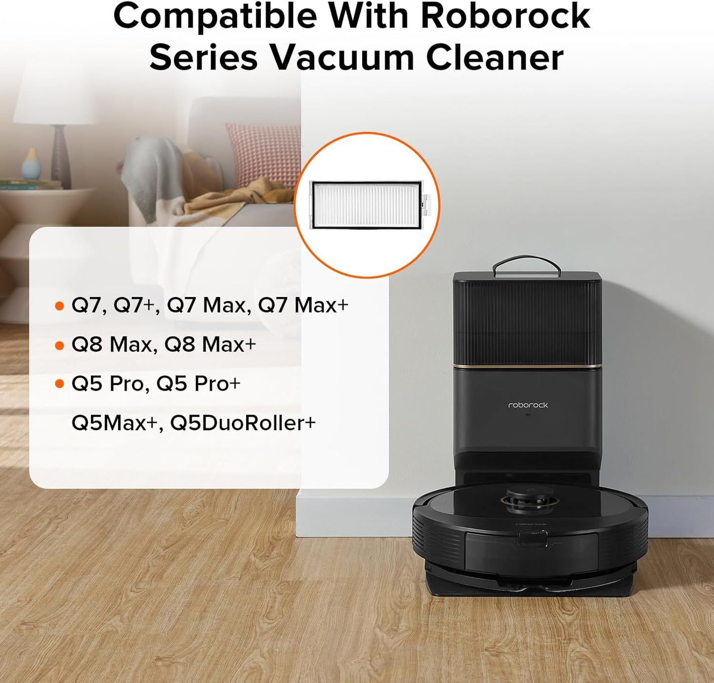 Washable ilter or  Q7 Max, Q7 Max+, Q8 Max, Q8 Max+, Q5 Pro, Q5 Pro+, Q5 Max+, Q5 DuoRoller+ Robot Vacuum Cleaners (2Pcs), Replacement Washable ilter or Robotic Vacuum