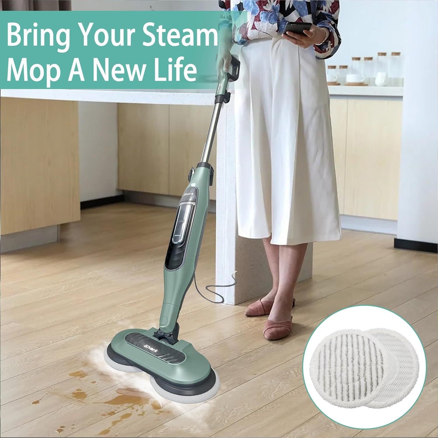 12 Pack S8201 Replacement Steam Mop Pads or Shark S7001 S8001 S7201 S7000AMZ S7000 S7005 S7020 S7001C S7000C Steam Mop, Steam & Scrub All-in-One Scrubbing Mop Pads, or Model XKITP7000