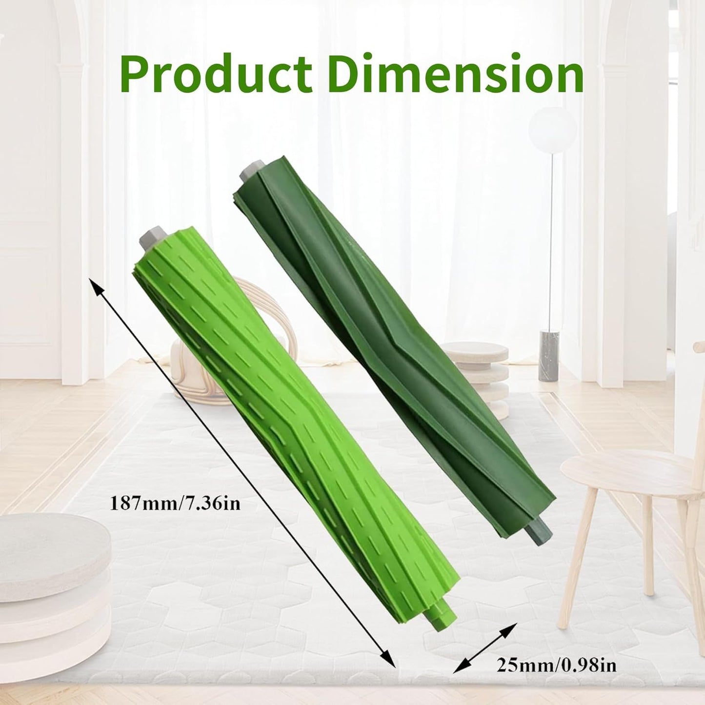 Dual Multi-Surace Rubber Roller Brushes Replacement Parts Compatible with Irobot Roomba I E & J Series I1+ I7 I3+ I4+ I6+ I7+ I8+ J5 J5+ j6 J6+ J7 J7+ J8 J8+ J9+ E5 E6 Vacuum Accessories