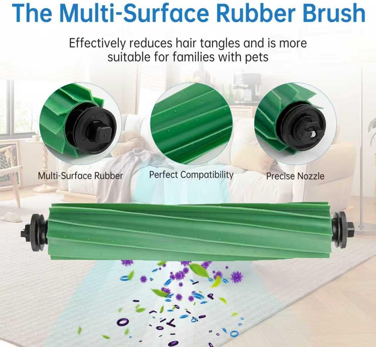 Replacement Parts Compatible with Combo 405/505, 24-Piece Set with 2 Roller Brushes, 6 Dust Bags, 6 Side Brushes, 6 ilters & 6 Mopping Pads