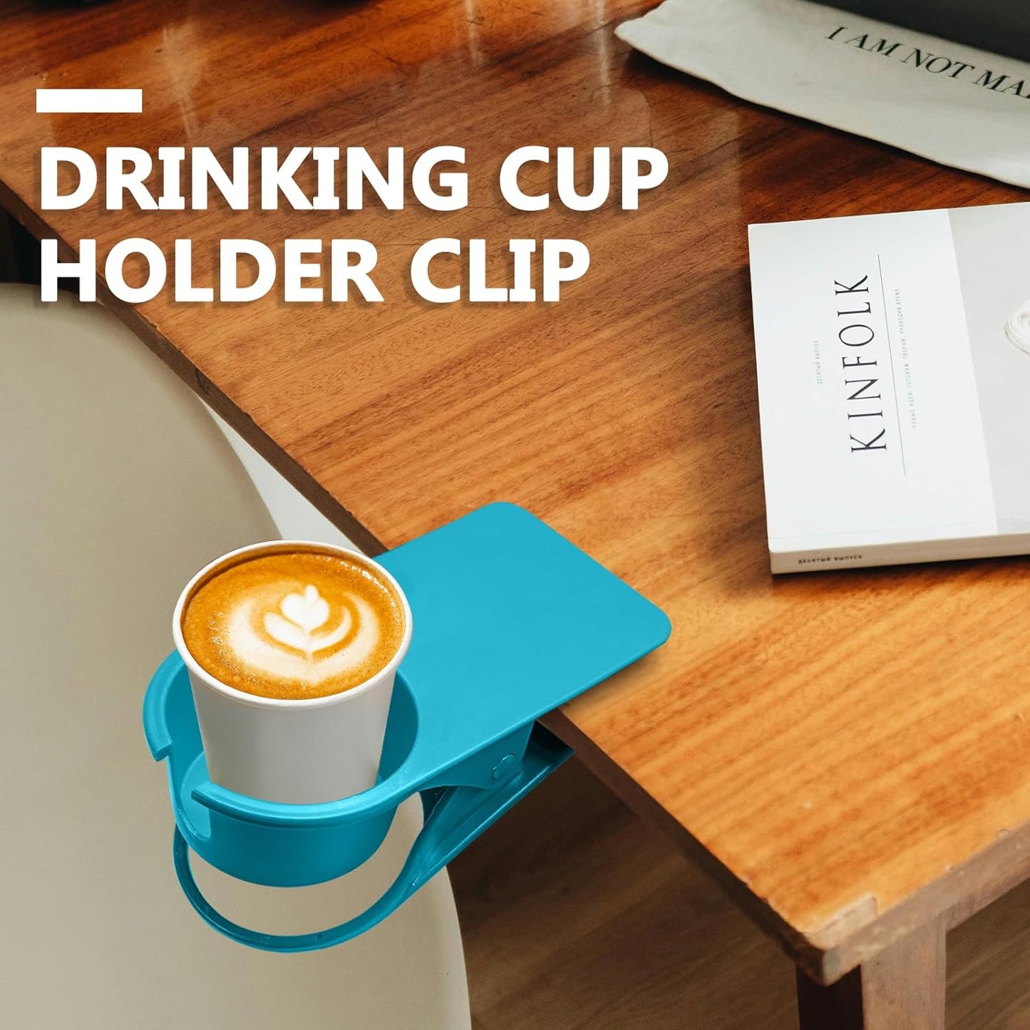 Biaungdo 3 Pack Drinking Cup Holder Clip with Side Hole, Desk Drink Holder Desk Side Clamps Clip Cup Holder Chair Cup Holder for Water Drink Beverage Soda Coffee Mug Holder(Green, Blue, Yellow)