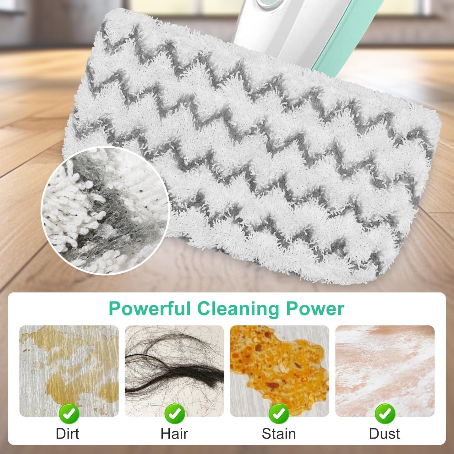 8 Pack Microiber Steam Mop Replacement Pads or Shark Steam Mop S1000, S1000A, S1000C, S1000WM, S1001C Dirt Grip Steam Mop Pads, Washable & Reusable Microiber Mop Pads or All loor Clean
