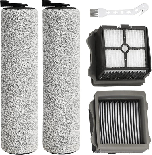 Iloor3 Roller Brush Replacement or Tineco iloor 3 and loor One S3 Cordless Wet Dry Vacuum Cleaner, 2 Brush Roller, 2 HEPA ilters