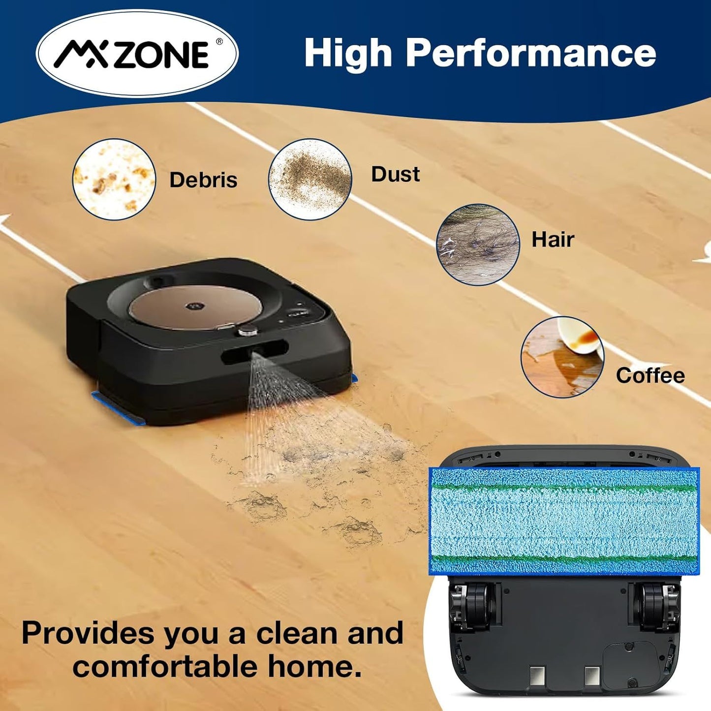 Upgraded M6 Wet Mopping Pads or iRobot Braava Jet M6 Series (6110) (6012) (6112) (6113) Ultimate Robot Mops, New Sticky Design, Detachable, Washable and Reusable M6 Mop Pads or iRobot, 8 Pack
