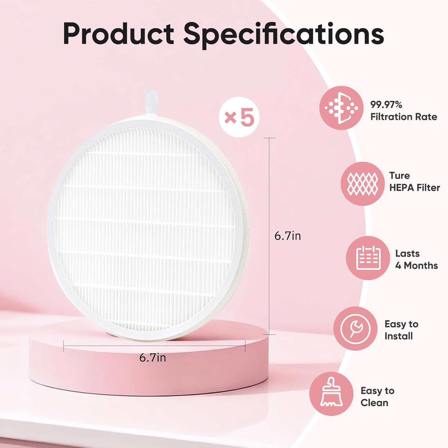 5 Pack Nail Dust Collector ilters Compatible with Melody Susie Dust Collector, Models SPro/ XC320J, ilters 99% o Nail Dust, Reusable & Easy to Clean