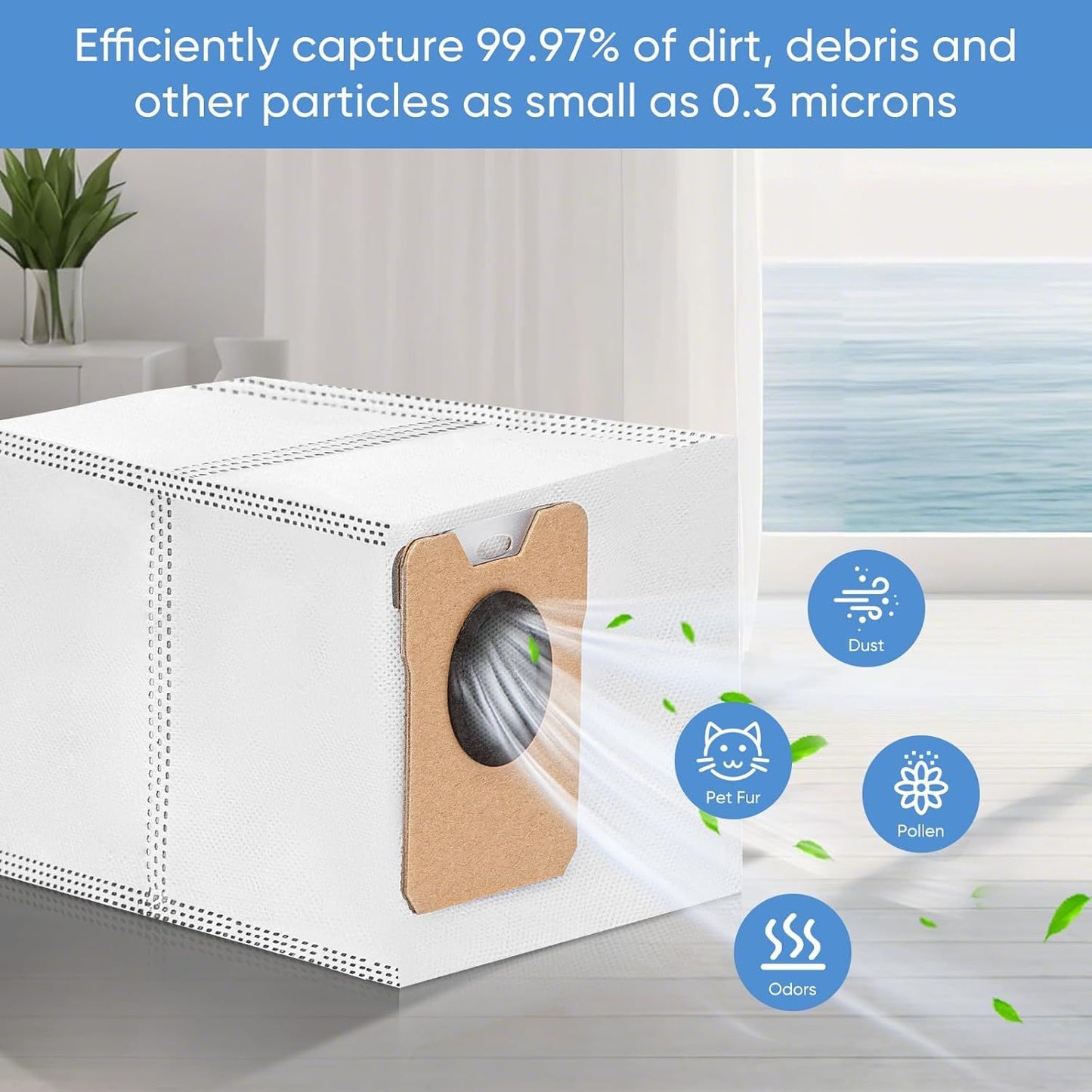 15 Pack Omni C20 Dust Bags or Euy C20 C10 Compatible with Euy Robot Vacuum Omni C20 C10, Vacuum Bags Large Capacity Accessories with 4-Layer Replacement Bags