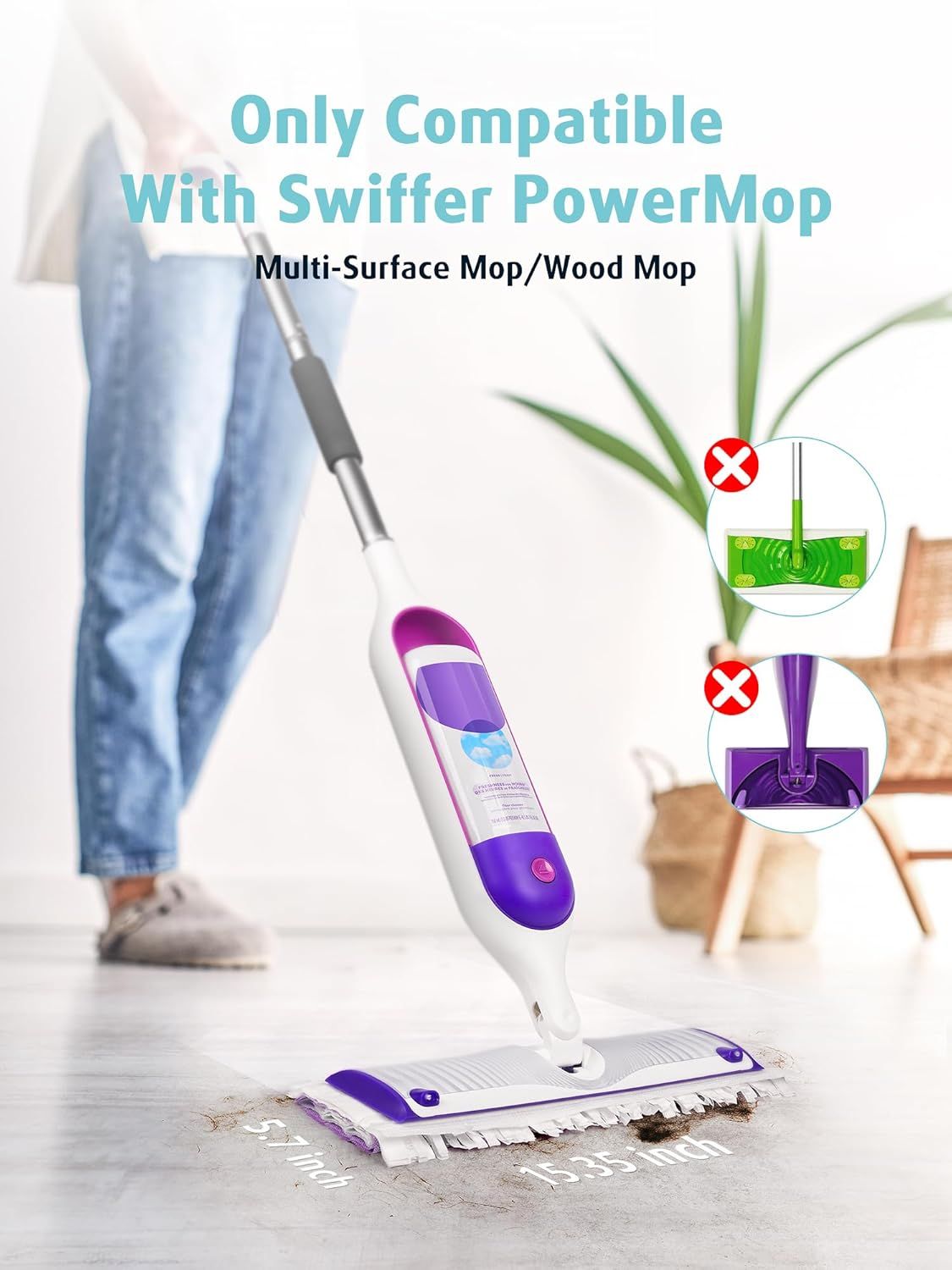 24 Pack Disposable Power Mop Pads Reills or Swier Power Mop, Unscented 14-Layer Thickened Multi-Surace Replacement Mopping Reills Pads or loor Surace Cleaning