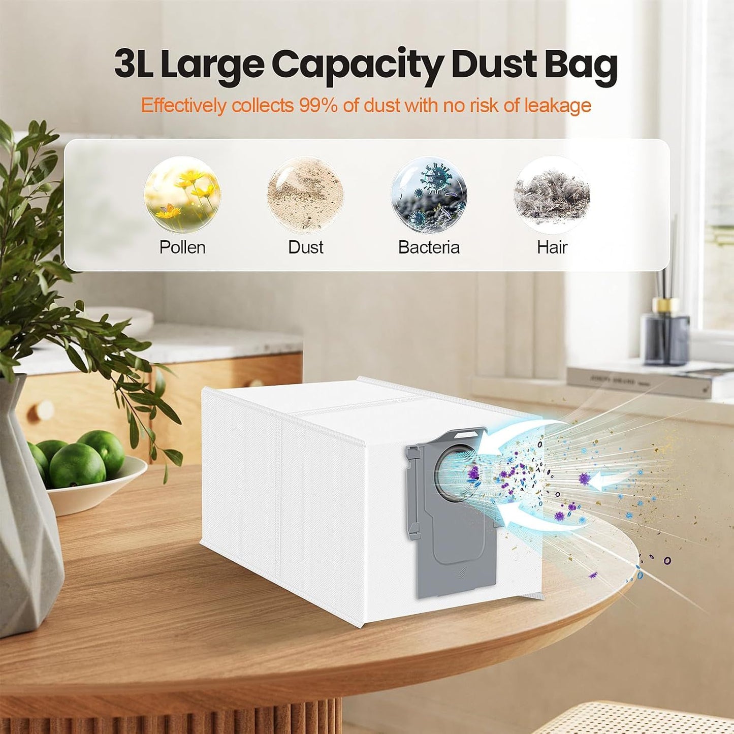 24 Pack Qrevo Dust Bags or  QV 35A/Saros 10R/Qrevo S/Qrevo Pro/Qrevo Plus/Qrevo Master/Qrevo Slim/Qrevo Curv/Qrevo Edge/S8 MaxV Ultra Robot Vacuum, 3L Large Capacity Replacement Dust Bag