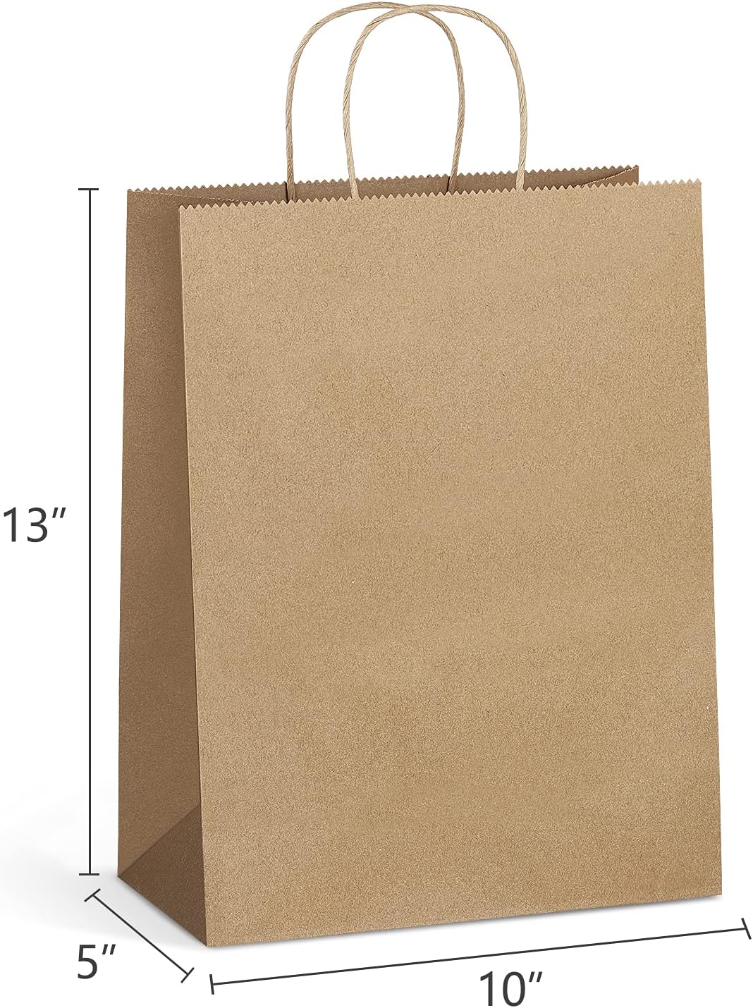 Eupako Kraft Shopping Bags 10x5x13 - 100 PCS Brown Paper With Handles, Gift Bulk, Party Favor, Merchandise, Retail
