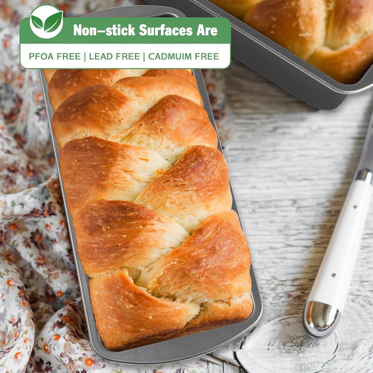 Extra Large Bread Pan, 13" x 5" Long Loa Pan, Nonstick Baking Pan, Rectangular Loa Tin, Set o 2